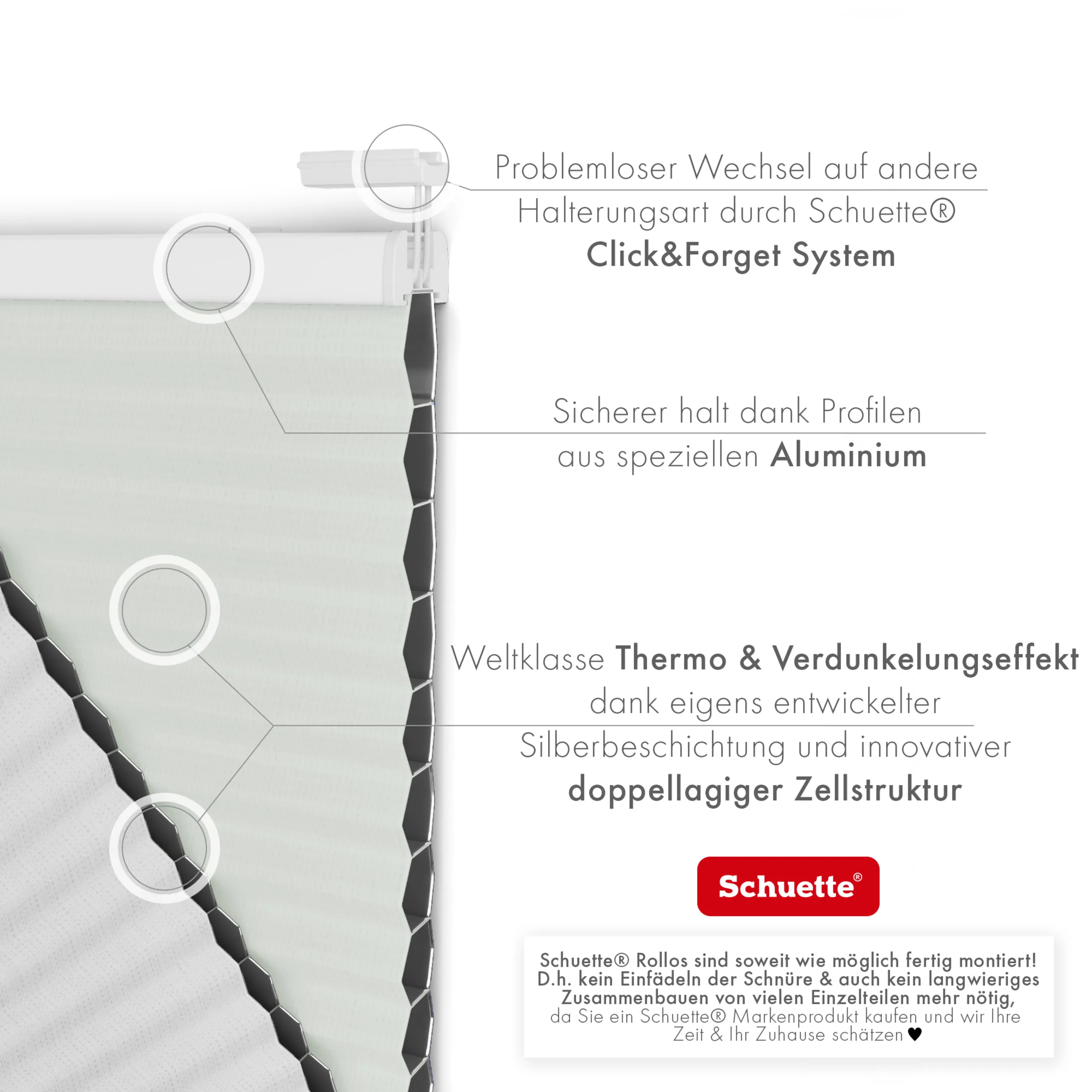 Schuette® Wabenplissee ohne Bohren nach Maß • Klebehalter & Schraubhalter 2in1 Set "Letsbond" • Honey Kollektion: Tinkerbell Twinkle (Pastellgrün) • Profilfarbe: Weiß