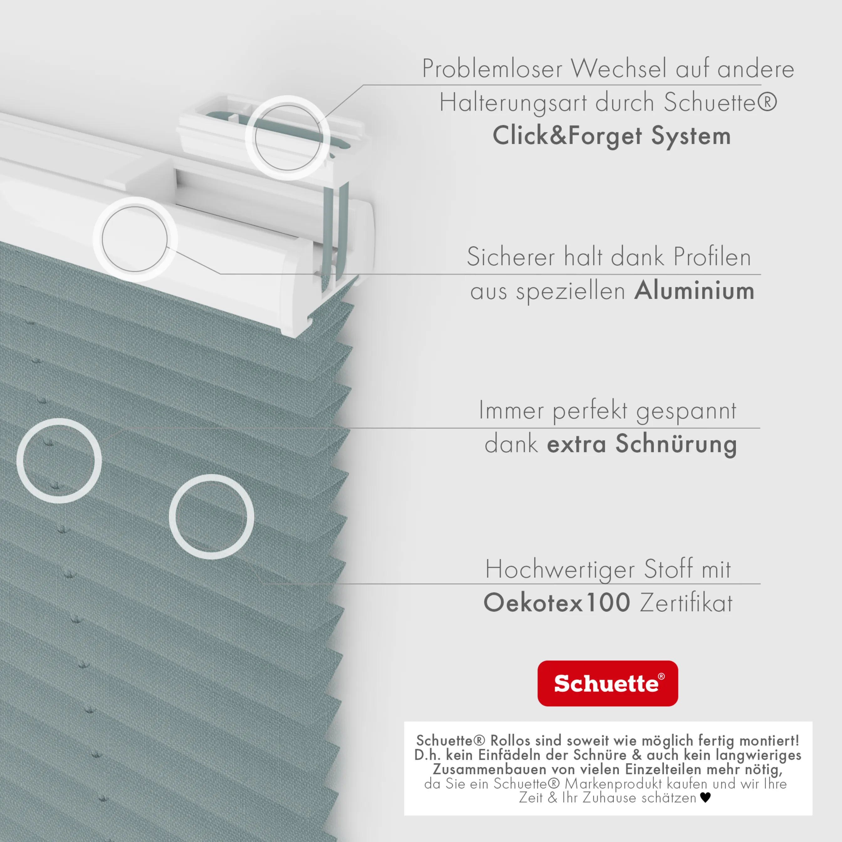 Schuette® Dachfenster Plissee nach Maß • Melange Kollektion: Rocky Mountain (Grau) • Profilfarbe: Anthrazit