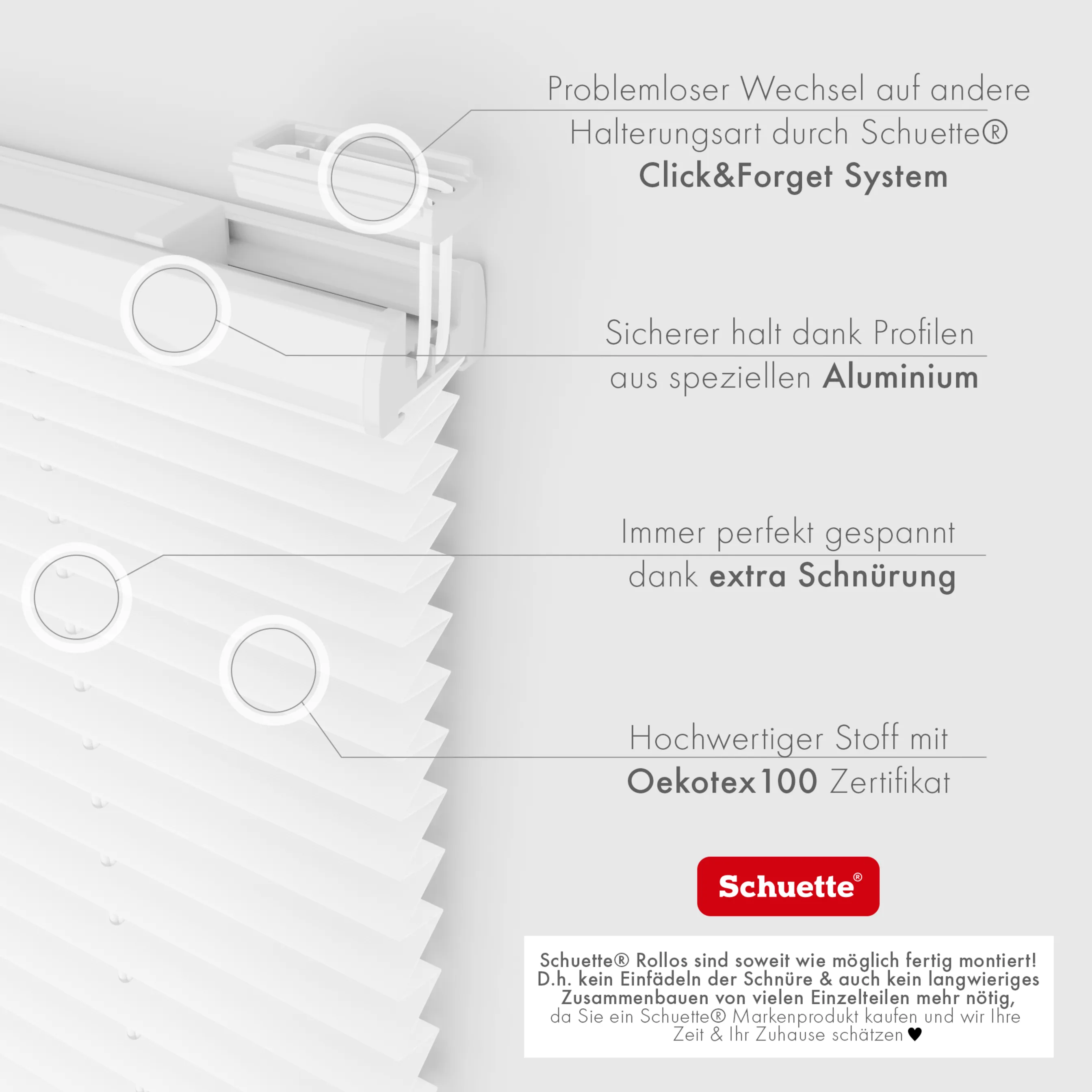 Schuette® Dachfenster Plissee nach Maß • Premium Kollektion: White Day (Weiß) • Profilfarbe: Silber