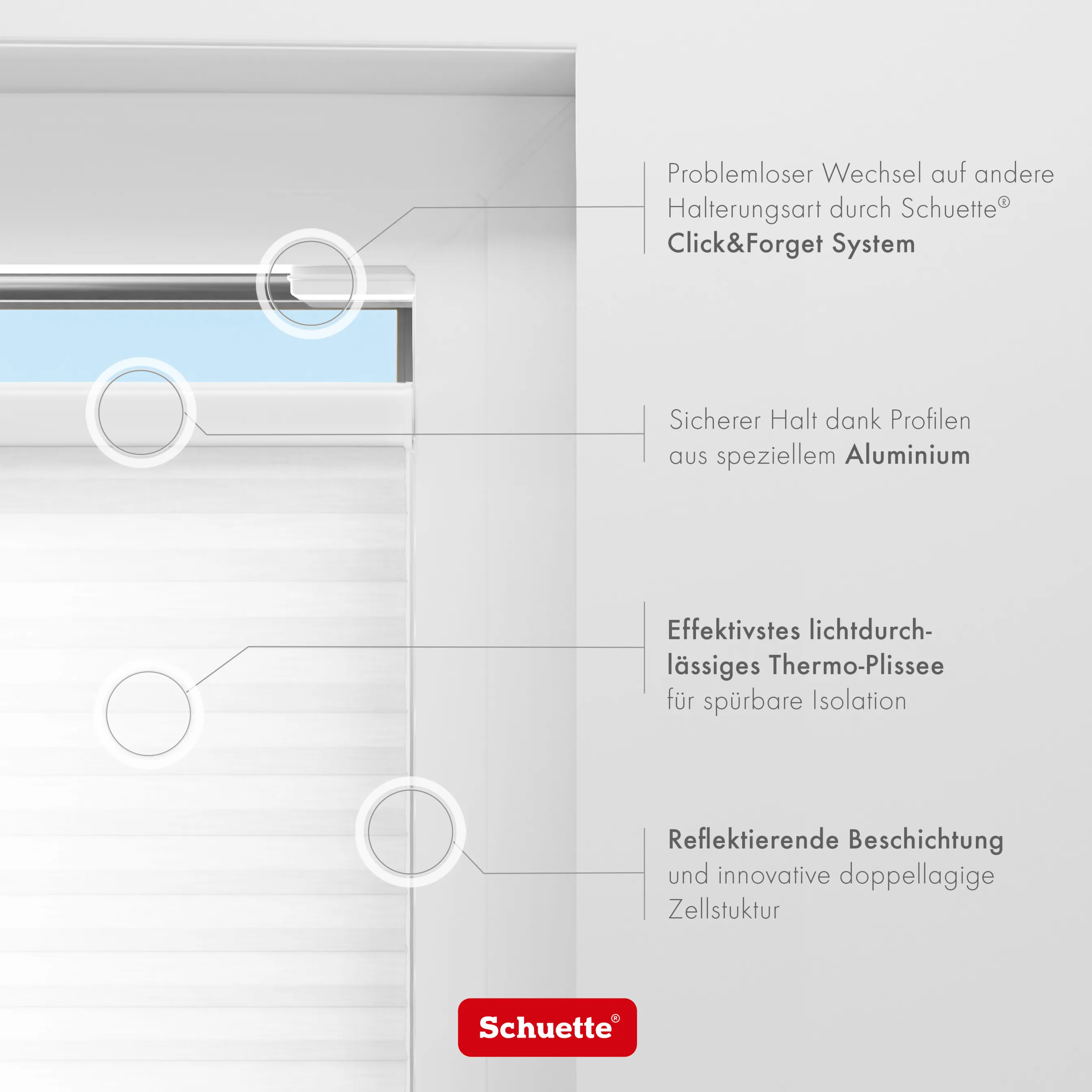 Schuette® Wabenplissee ohne Bohren nach Maß • Klebehalter & Schraubhalter 2in1 Set "Letsbond" • Thermo x Honey Kollektion: Coconut Kiss (Weiß) • Profilfarbe: Silber