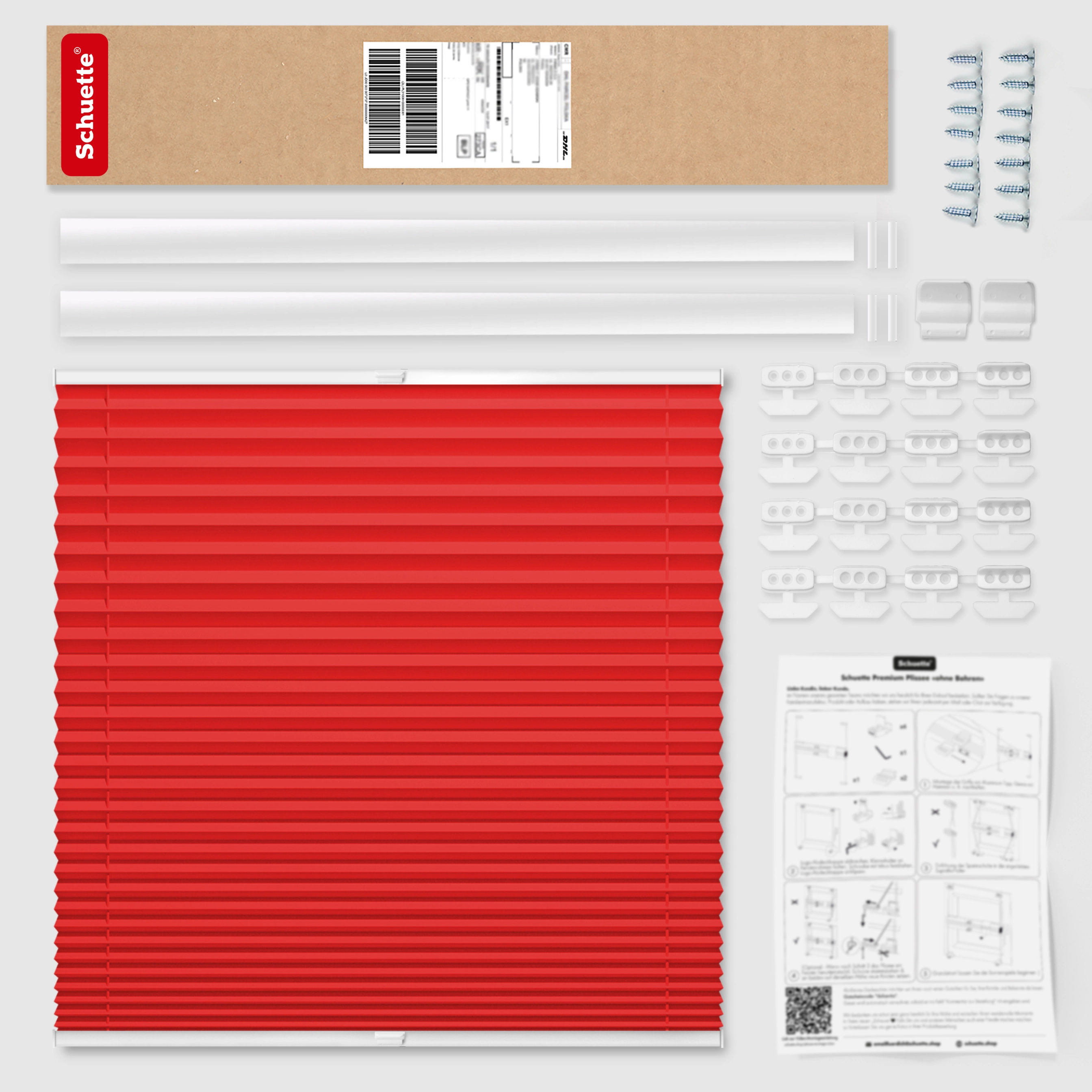 Schuette® Dachfenster Plissee nach Maß • Thermo Kollektion: Cherry Charm (Rot) • Profilfarbe: Weiß