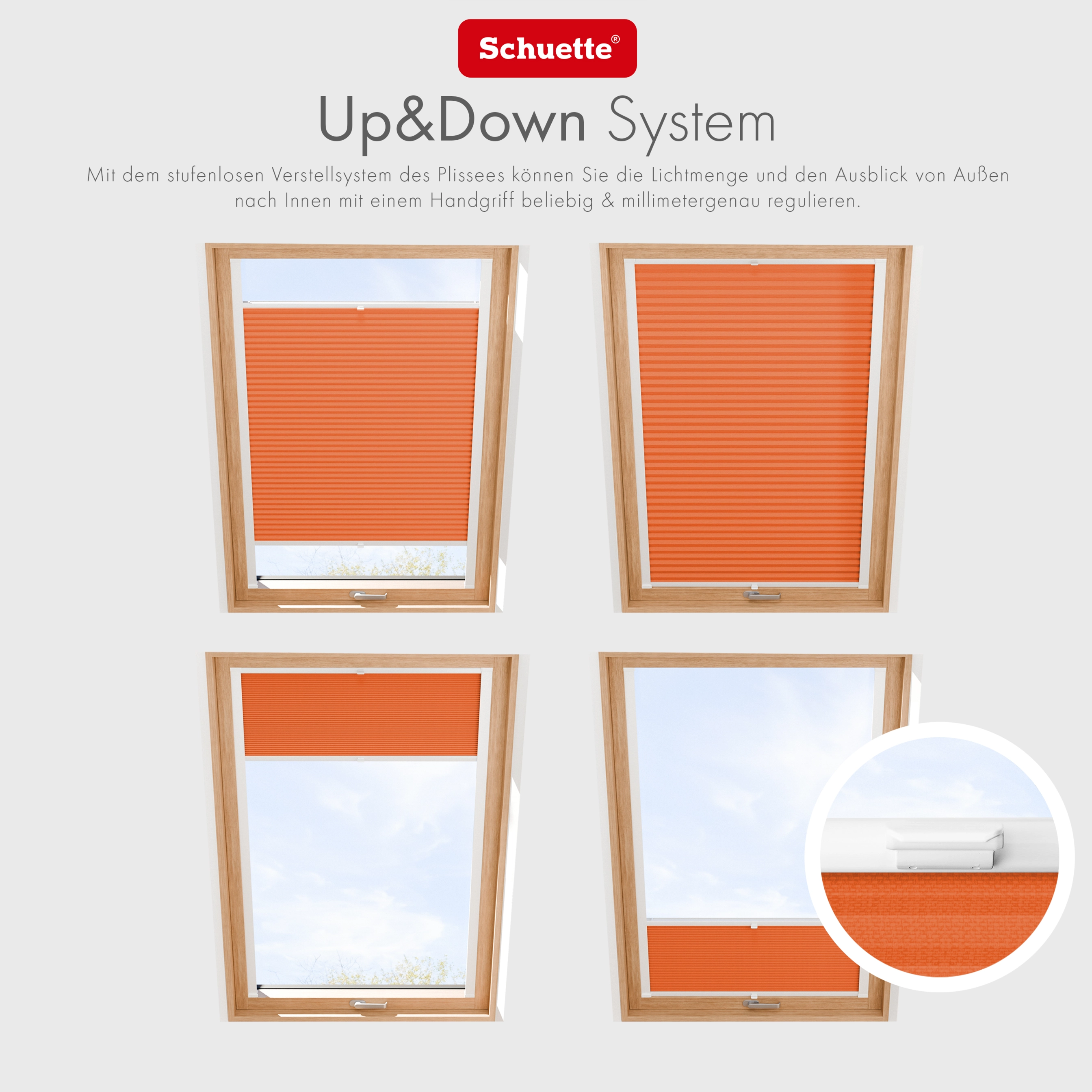 Schuette® Dachfenster Plissee nach Maß • Thermo Kollektion: Peach (Orange) • Profilfarbe: Weiß