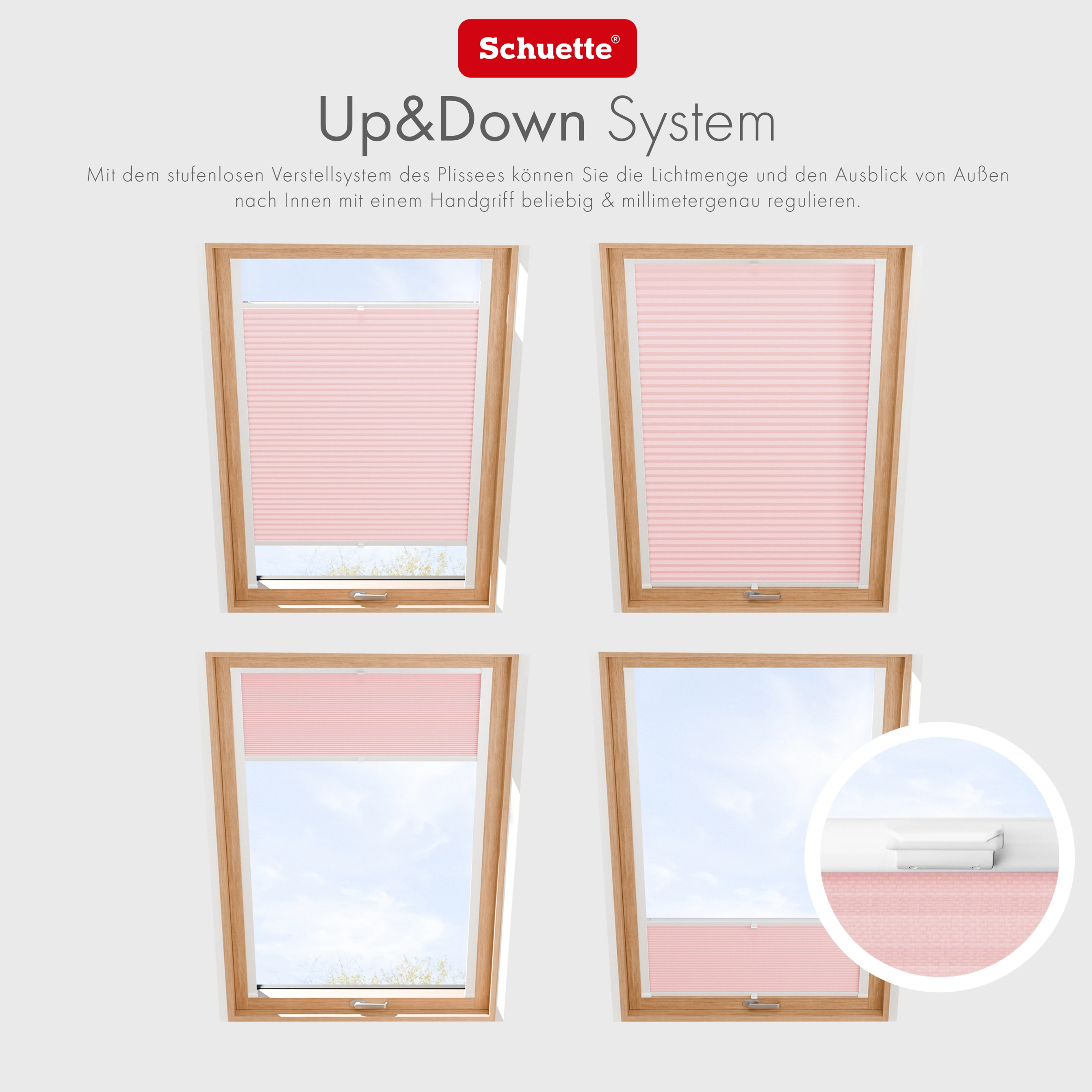 Schuette® Dachfenster Plissee nach Maß • Thermo Kollektion: Rosewater (Rosa) • Profilfarbe: Weiß
