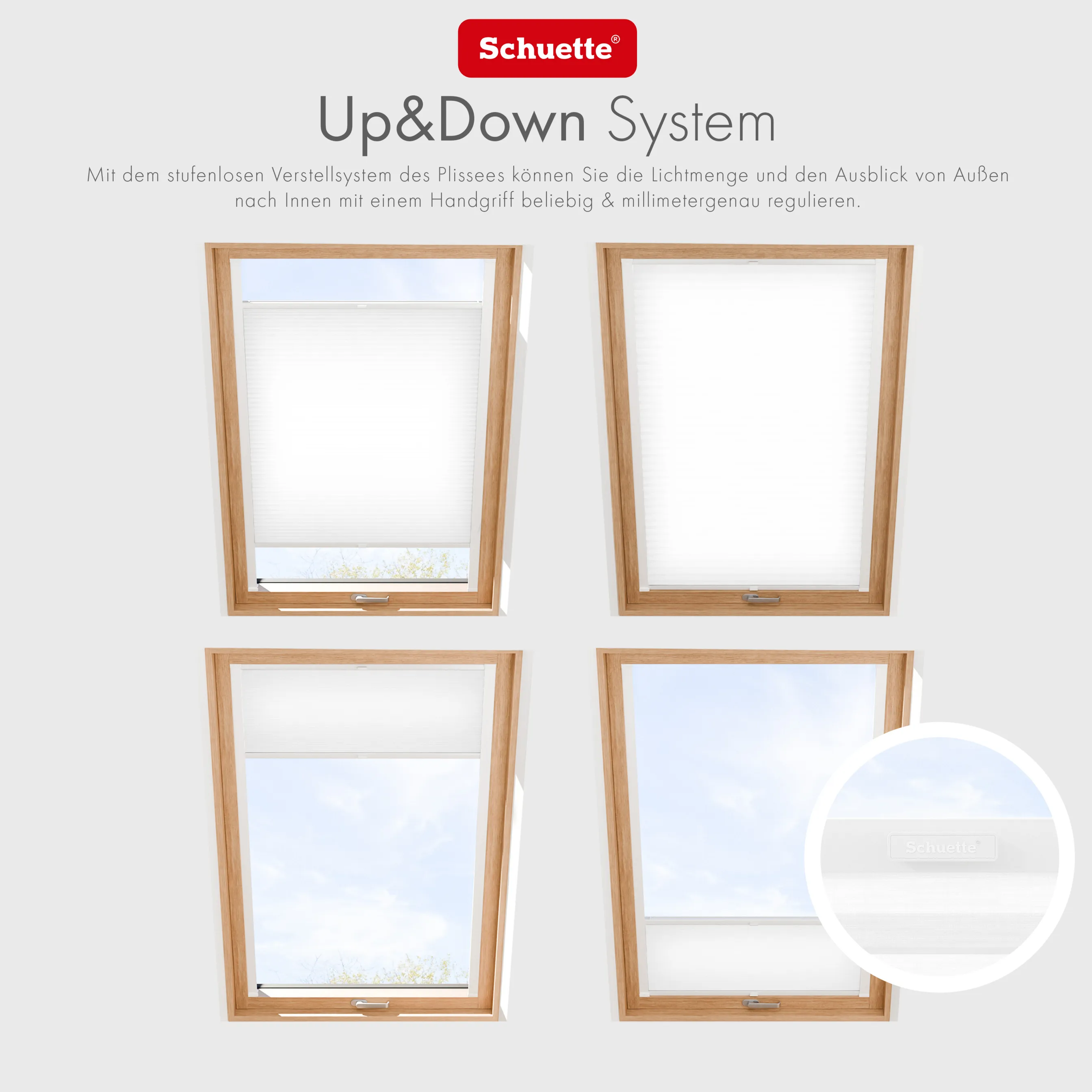 Schuette® Dachfenster Wabenplissee nach Maß • Thermo x Honey Kollektion: Coconut Kiss (Weiß) • Profilfarbe: Walnuss