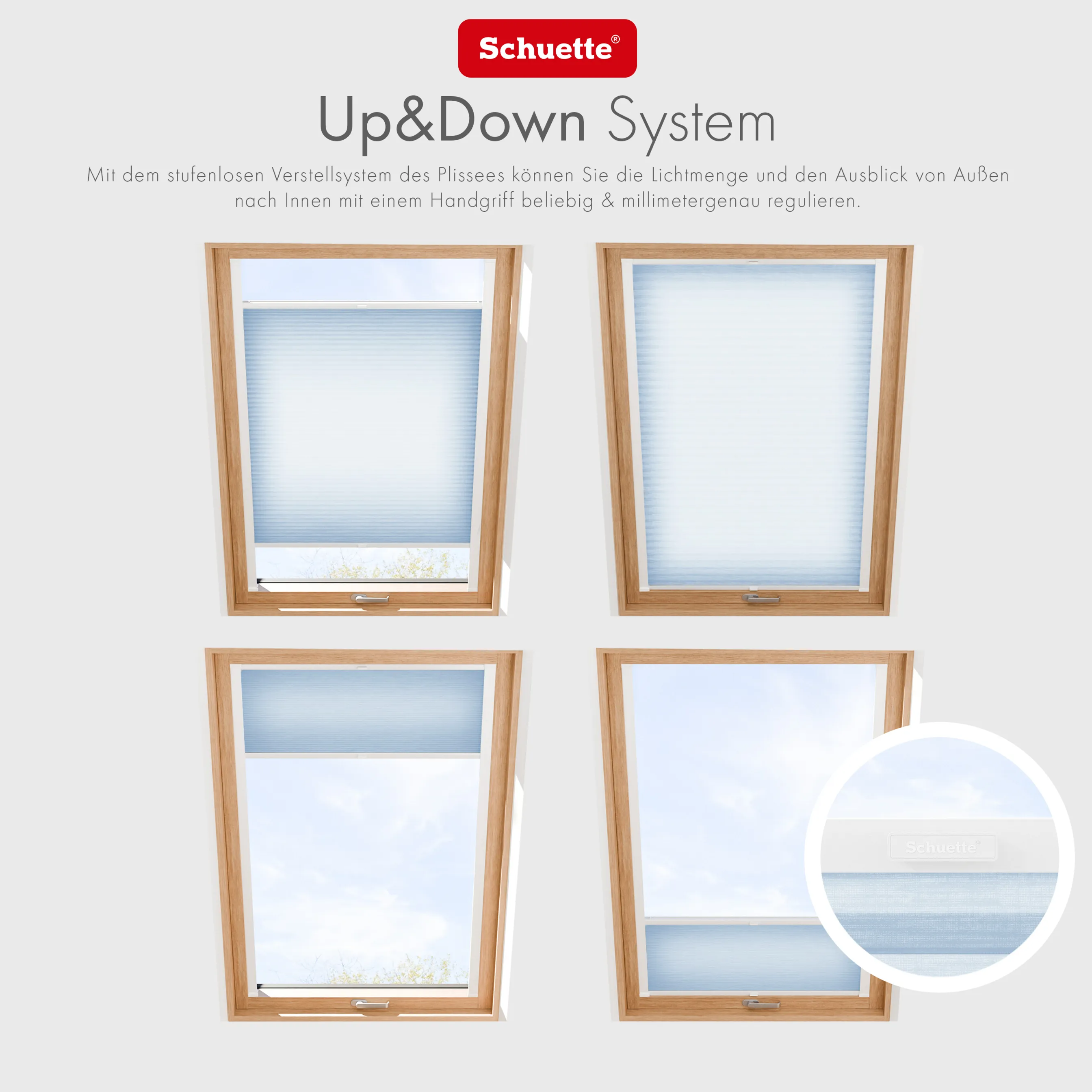 Schuette® Dachfenster Wabenplissee nach Maß • Thermo x Honey Kollektion: Ice Pop (Hellblau) • Profilfarbe: Weiß