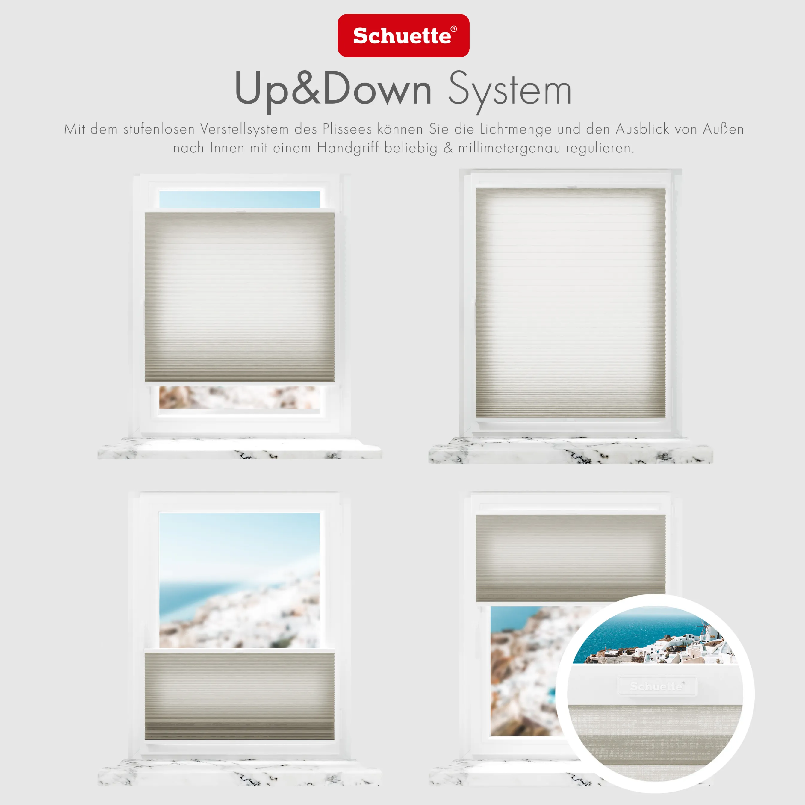 Schuette® Wabenplissee ohne Bohren nach Maß • Klebehalter & Schraubhalter 2in1 Set "Letsbond" Transparent • Thermo x Honey Kollektion: Chia Later! (Grau) • Profilfarbe: Weiß