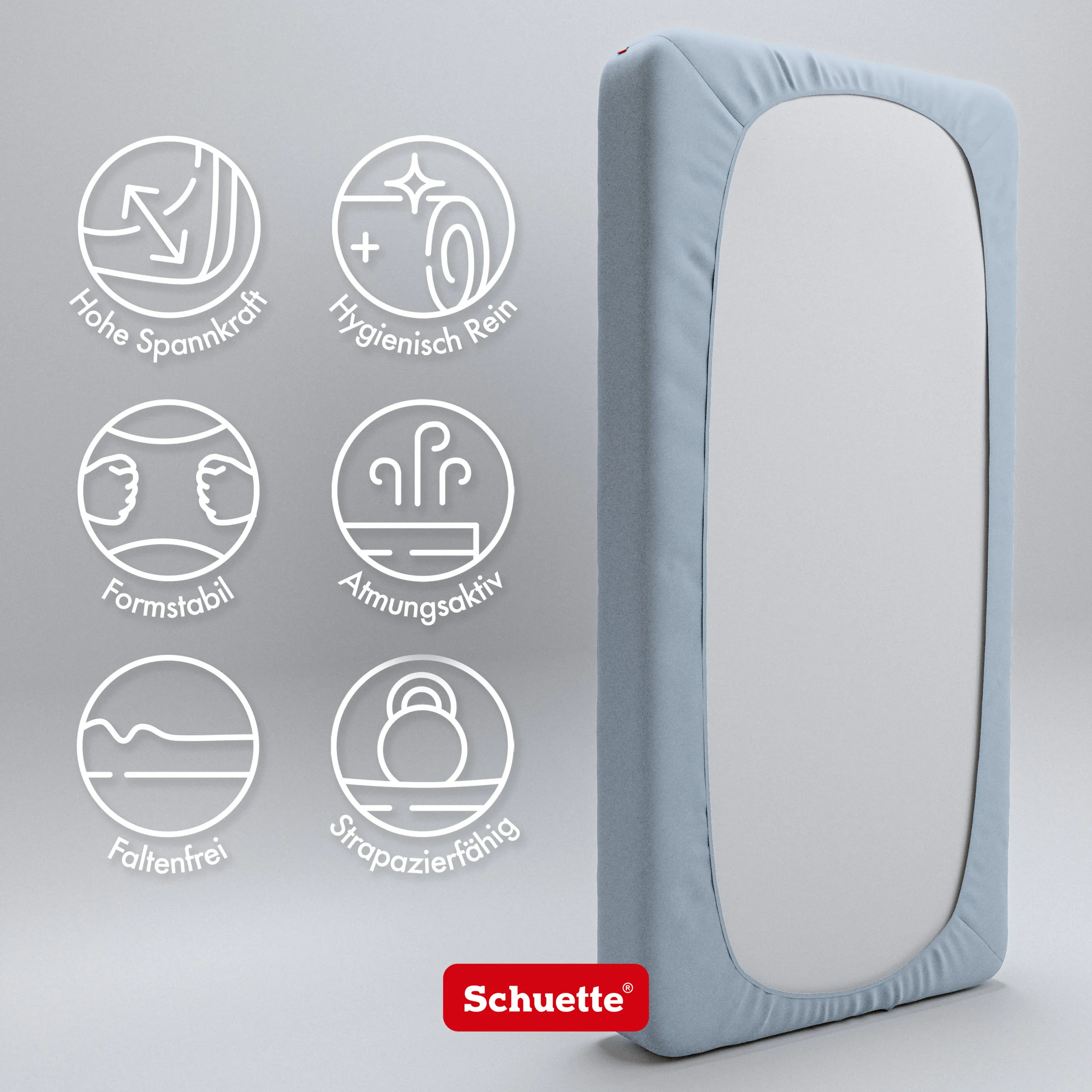 Schuette® Spannbettlaken • 120 x 200 • Wow! Kollektion: Blue It Away (Pastellblau) • 100% Superfluff Baumwolle, Blickdicht, Faltenfrei • mit Rundumgummi • Matratzenhöhe bis 30 cm