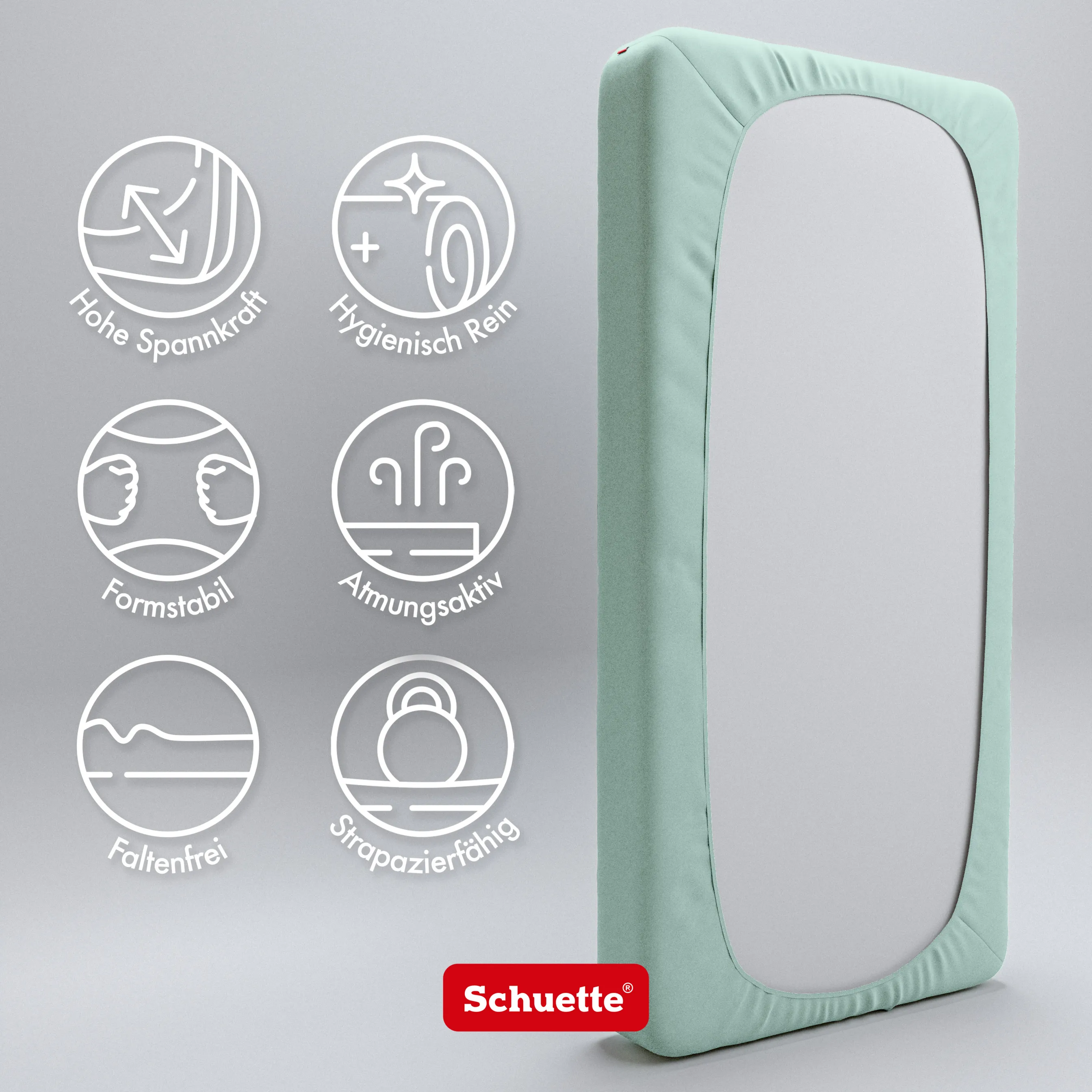 Schuette® Spannbettlaken • 200 x 220 • Wow! Kollektion: Icy Tiff (Pastelltürkis) • 100% Superfluff Baumwolle, Blickdicht, Faltenfrei • mit Rundumgummi • Matratzenhöhe bis 30 cm
