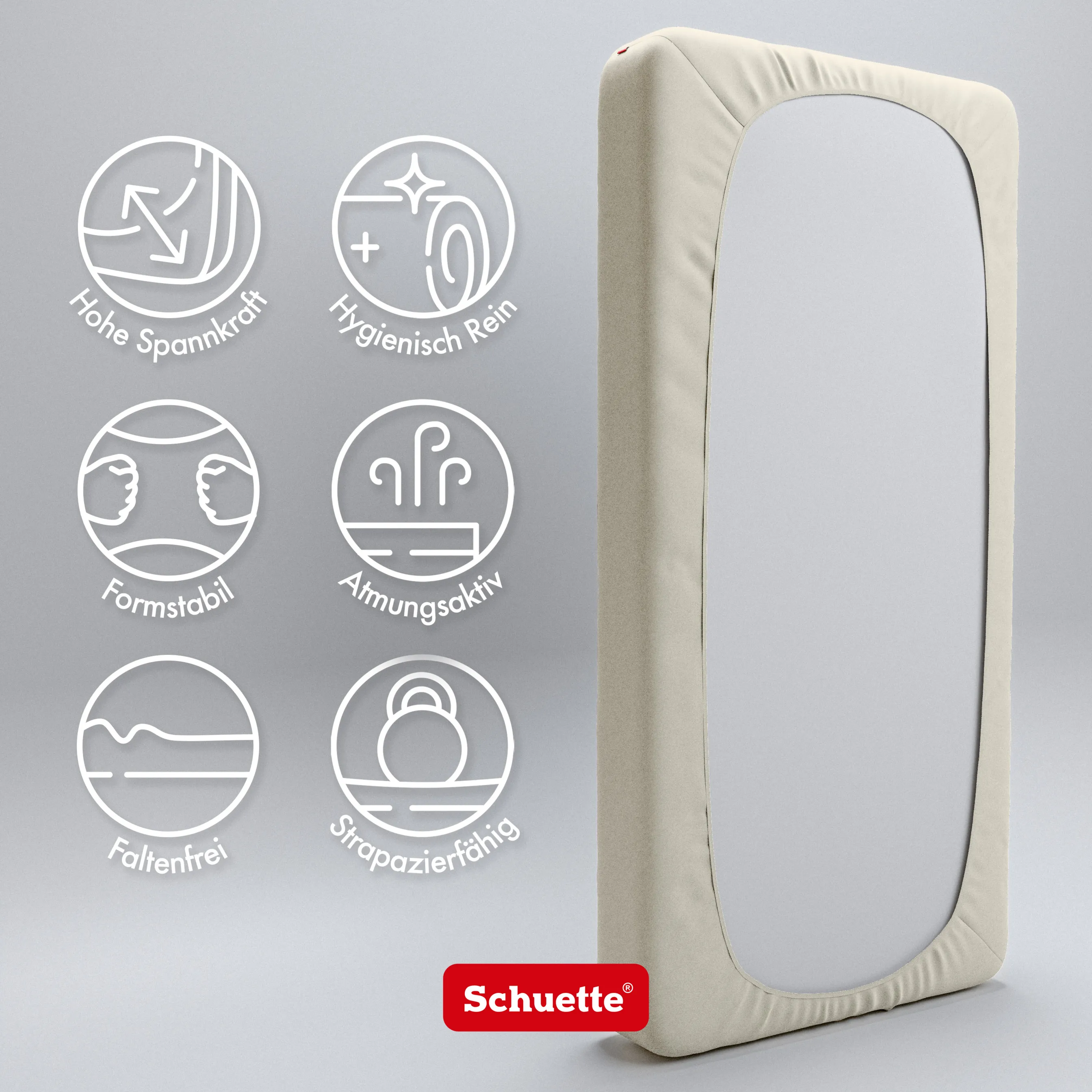 Schuette® Spannbettlaken • 140 x 200 • Wow! Kollektion: Almond Cream (Ecru) • 100% Superfluff Baumwolle, Blickdicht, Faltenfrei • mit Rundumgummi • Matratzenhöhe bis 20 cm