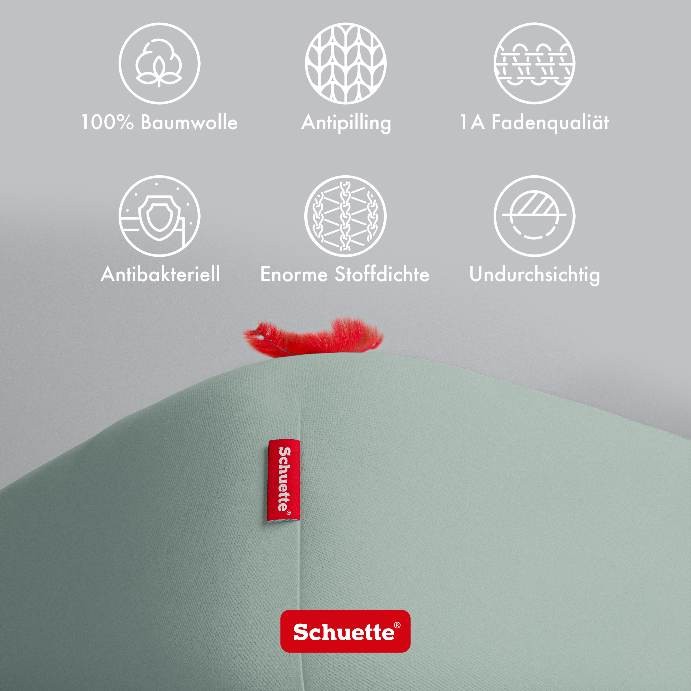 Schuette® Spannbettlaken • 120 x 200 • Wow! Kollektion: Élysées Macarons (Grüngrau) • 100% Superfluff Baumwolle, Blickdicht, Faltenfrei • mit Rundumgummi • Matratzenhöhe bis 20 cm