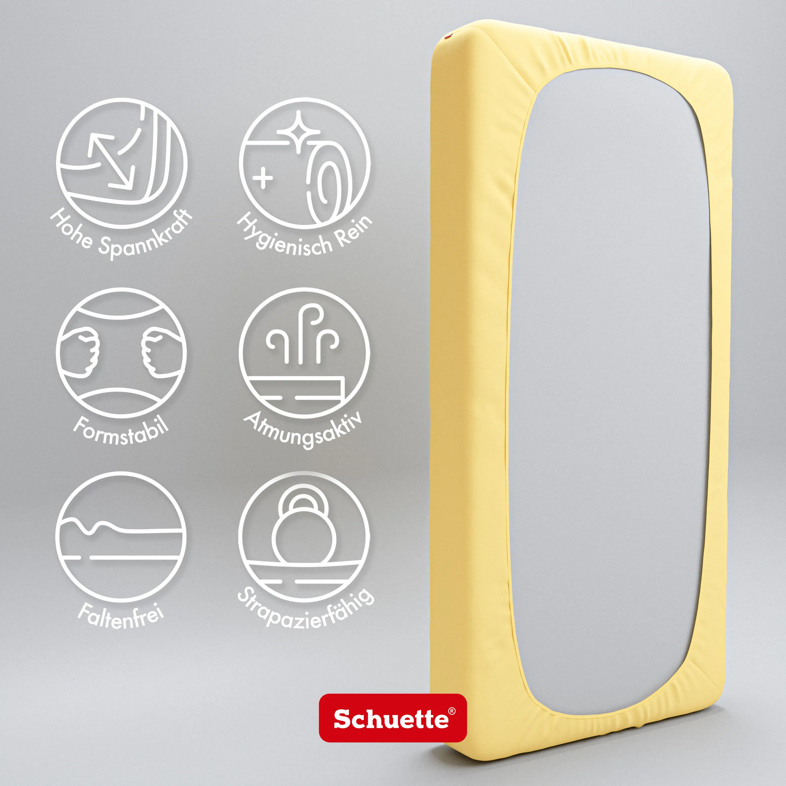 Schuette® Spannbettlaken • 90 x 200 • Wow! Kollektion: Hello Yellow (Gelb) • 100% Superfluff Baumwolle, Blickdicht, Faltenfrei • mit Rundumgummi • Matratzenhöhe bis 40 cm