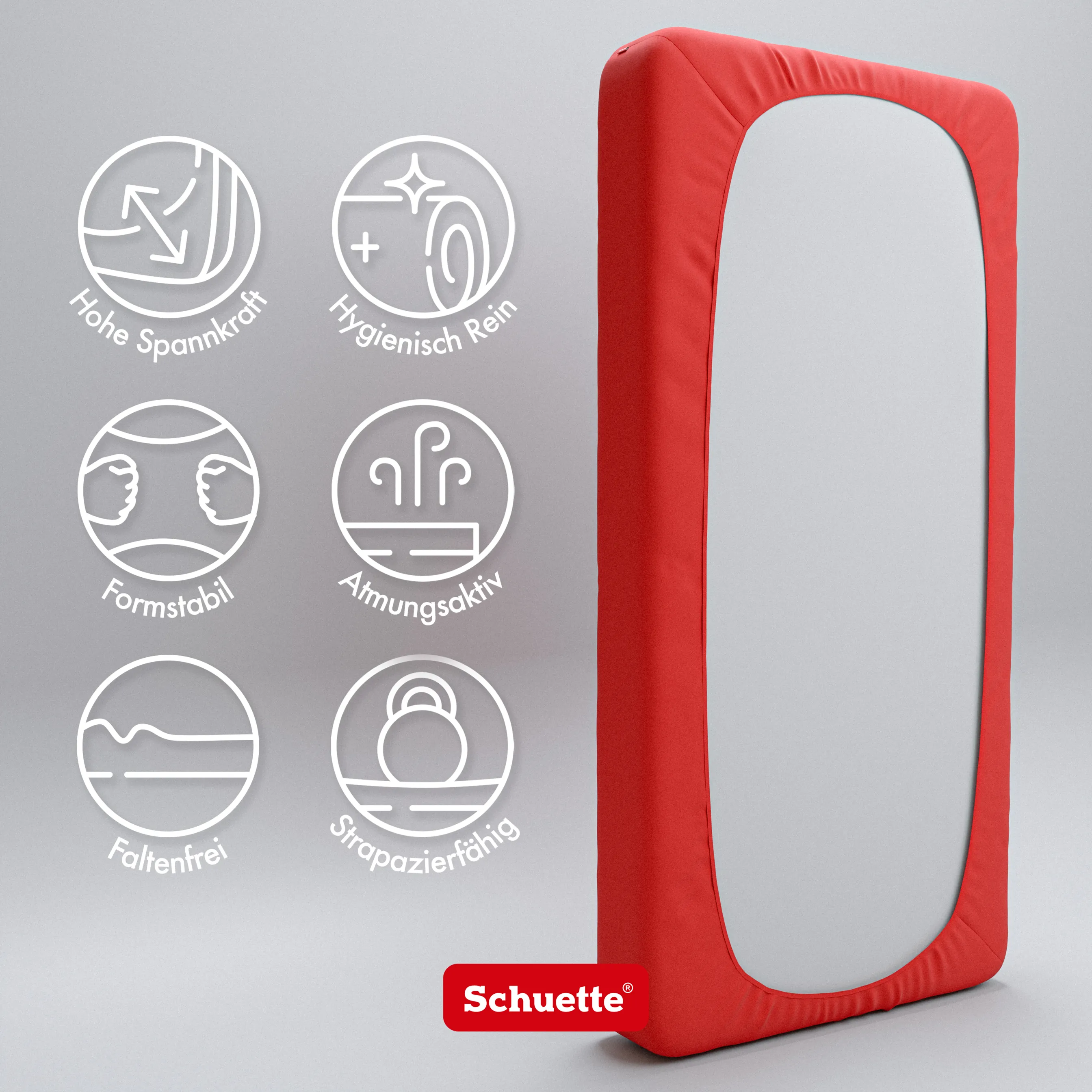 Schuette® Spannbettlaken • 140 x 200 • Wow! Kollektion: Redy or not? (Rot) • 100% Superfluff Baumwolle, Blickdicht, Faltenfrei • mit Rundumgummi • Matratzenhöhe bis 35 cm