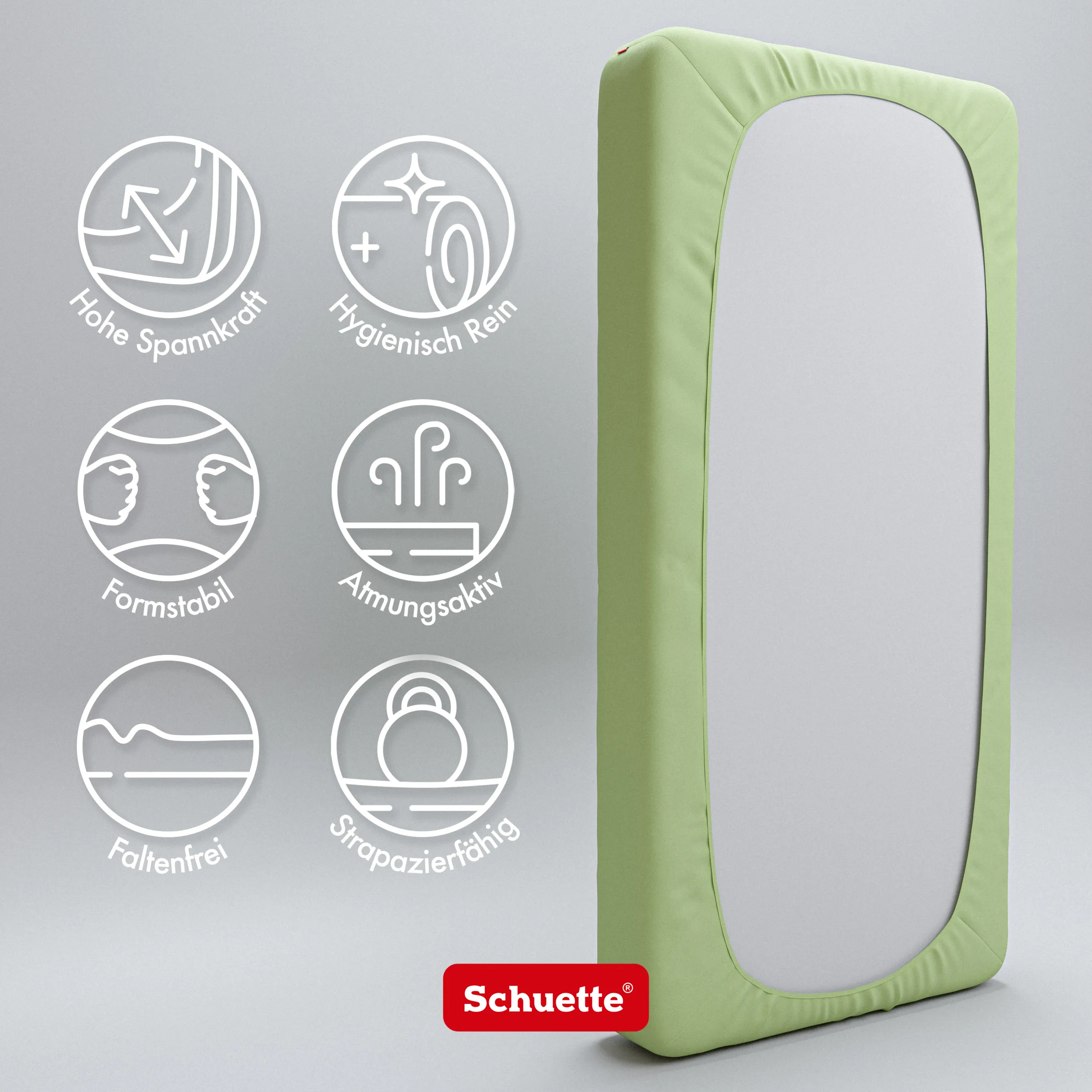 Schuette® Topper Spannbettlaken • 200 x 220 • Wow! Kollektion: Lime Time (Hellgrün) • 100% Superfluff Baumwolle, Blickdicht, Faltenfrei • mit Rundumgummi • Matratzenhöhe bis 10 cm