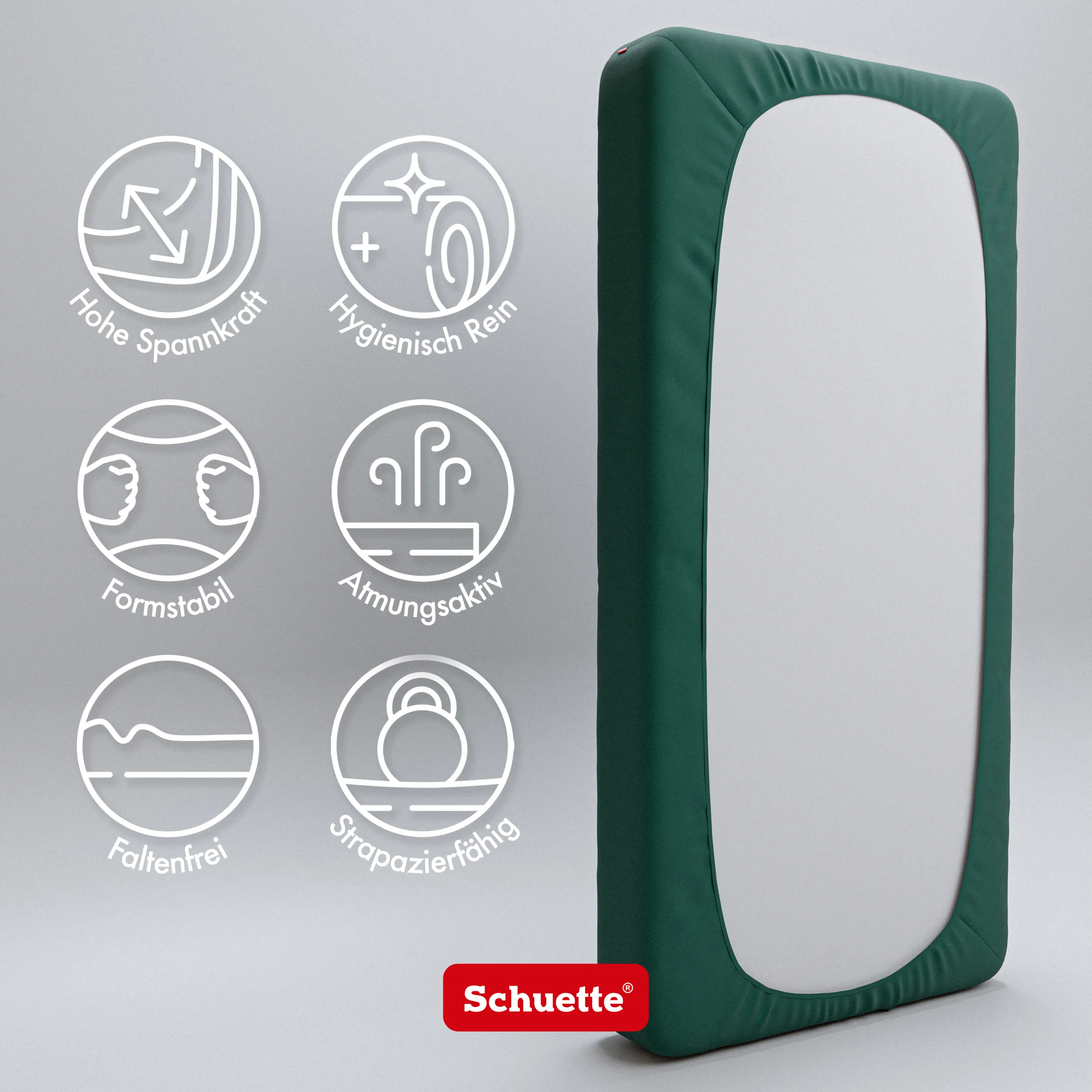 Schuette® Spannbettlaken • 70 x 200 • Wow! Kollektion: Miss Emerald (Dunkelgrün) • 100% Superfluff Baumwolle, Blickdicht, Faltenfrei • mit Rundumgummi • Matratzenhöhe bis 35 cm