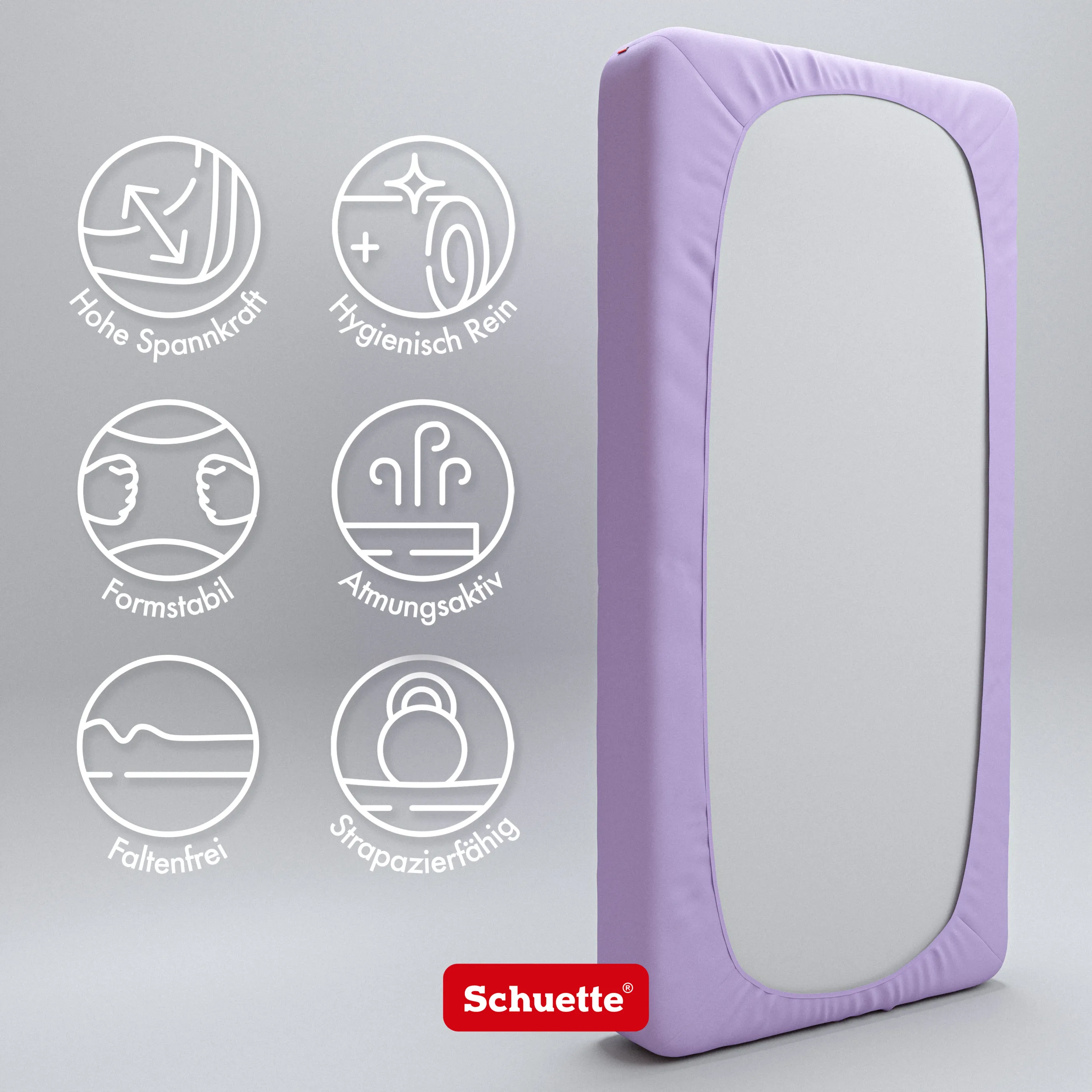 Schuette® Spannbettlaken • 90 x 200 • Wow! Kollektion: Violette (Hellviolett) • 100% Superfluff Baumwolle, Blickdicht, Faltenfrei • mit Rundumgummi • Matratzenhöhe bis 35 cm
