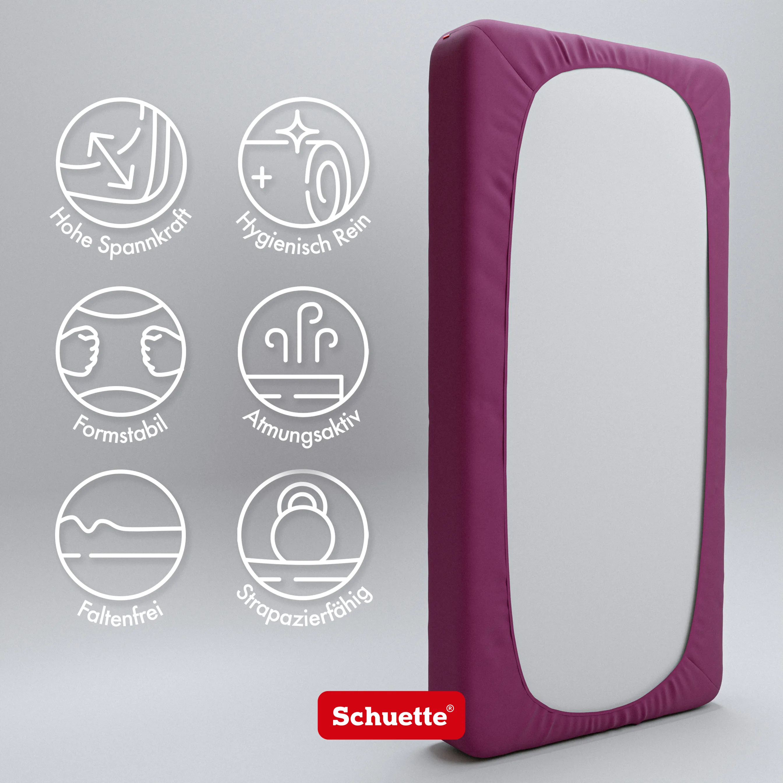 Schuette® Topper Spannbettlaken • 90 x 200 • Wow! Kollektion: Purple Matter (Dunkelviolett) • 100% Superfluff Baumwolle, Blickdicht, Faltenfrei • mit Rundumgummi • Matratzenhöhe bis 10 cm
