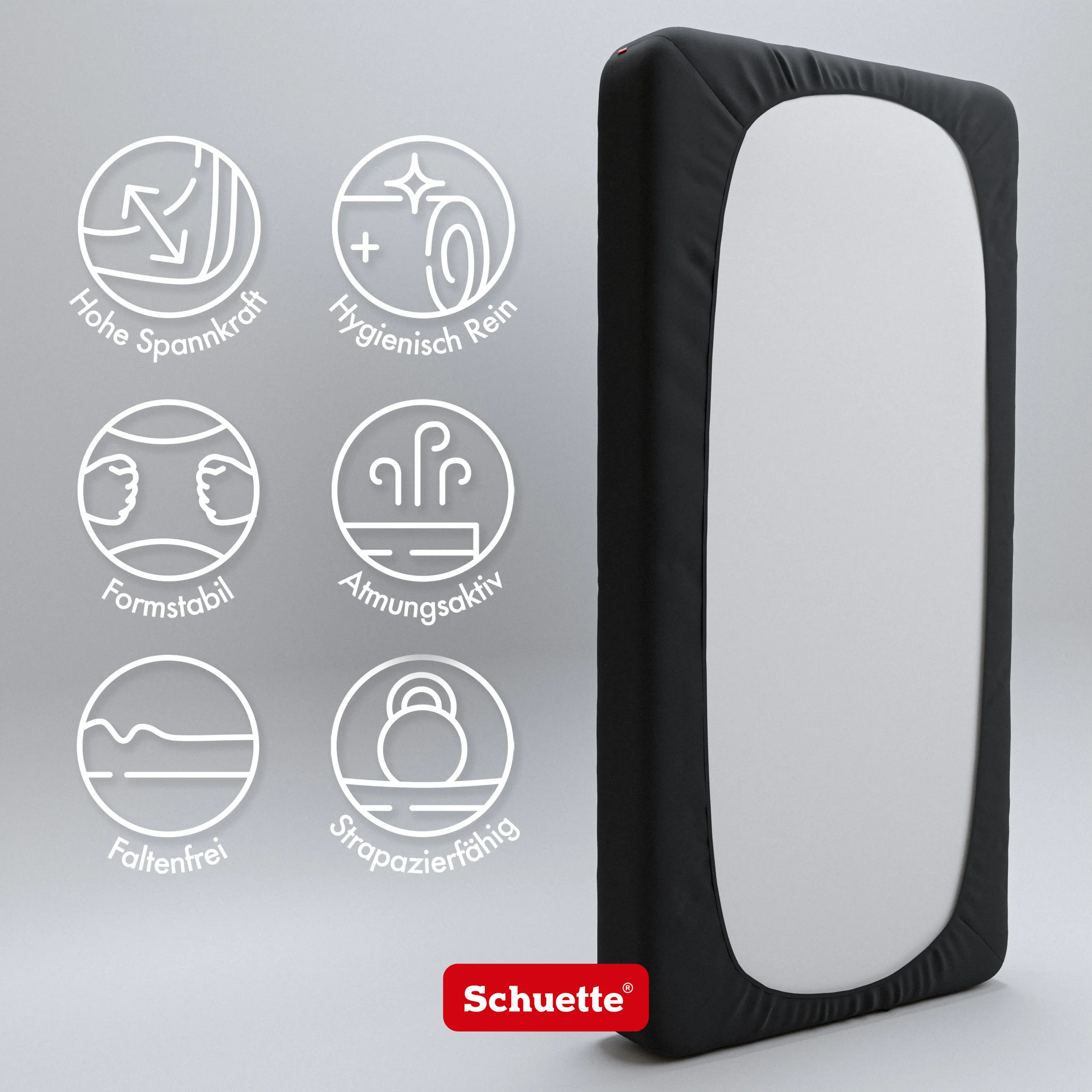 Schuette® Topper Spannbettlaken • 90 x 200 • Wow! Kollektion: Beyond Black (Schwarz) • 100% Superfluff Baumwolle, Blickdicht, Faltenfrei • mit Rundumgummi • Matratzenhöhe bis 10 cm