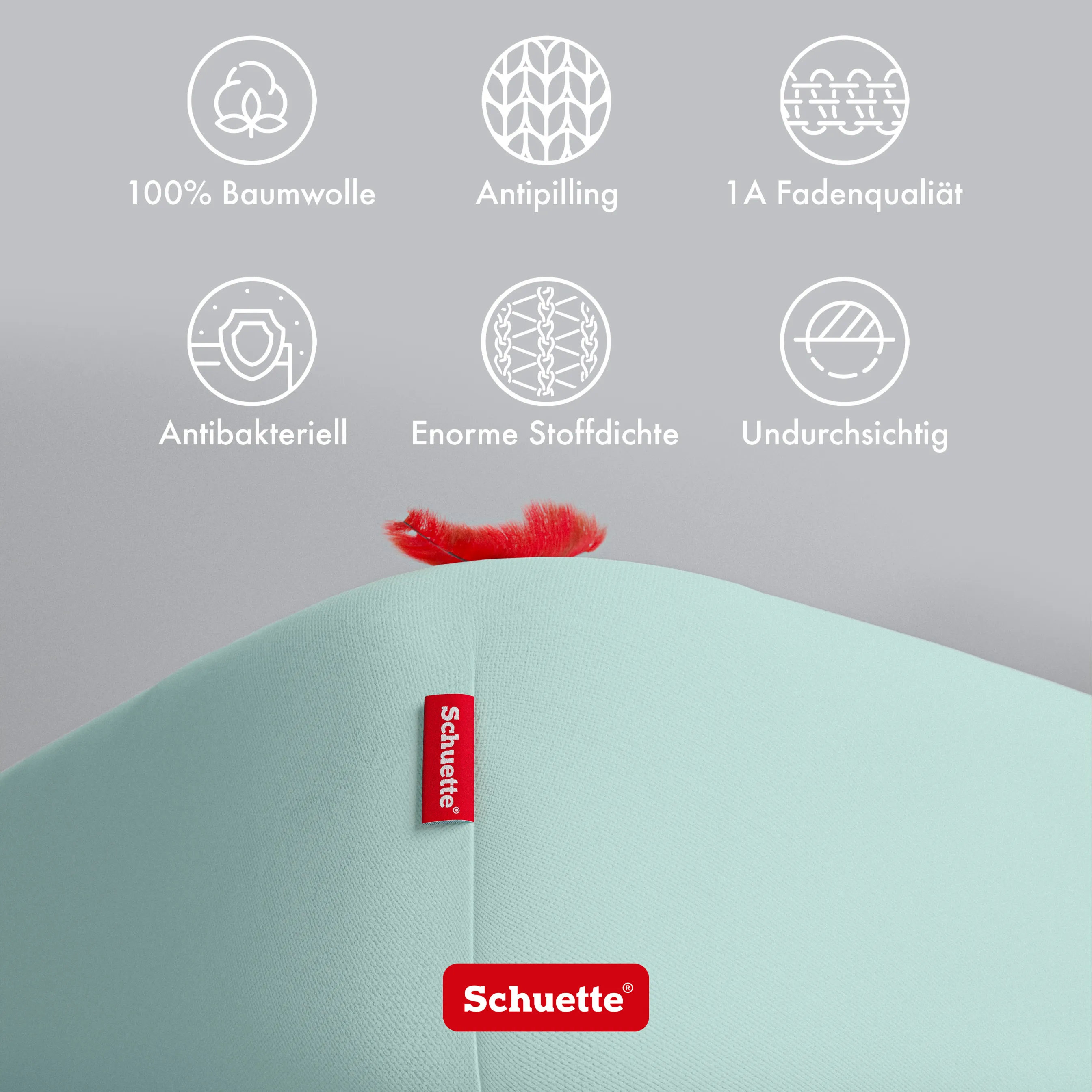 Schuette® Spannbettlaken • 200 x 220 • Wow! Kollektion: Icy Tiff (Pastelltürkis) • 100% Superfluff Baumwolle, Blickdicht, Faltenfrei • mit Rundumgummi • Matratzenhöhe bis 30 cm