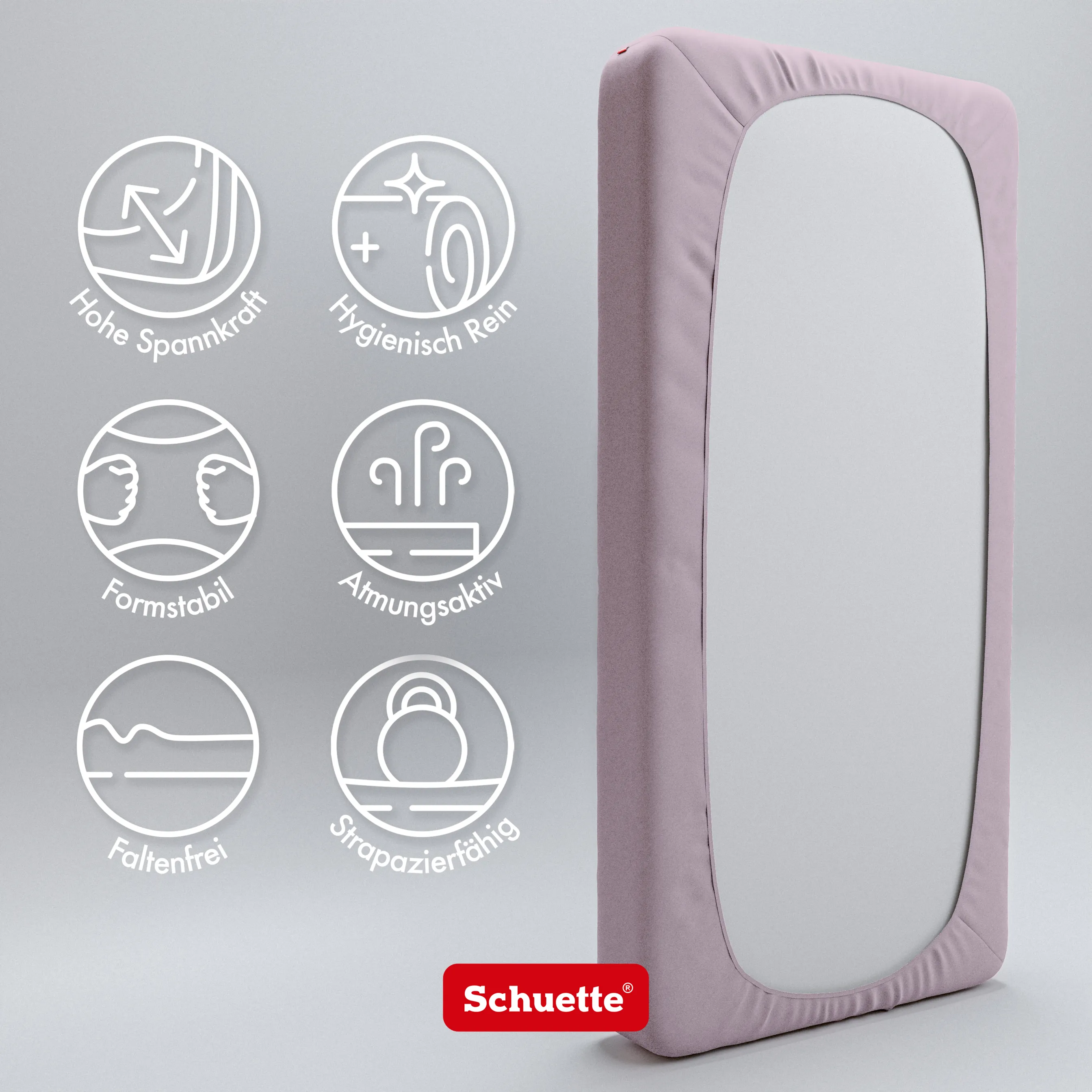 Schuette® Topper Spannbettlaken • 60 x 120 • Wow! Kollektion: Lavender Haze (Pastelllila) • 100% Superfluff Baumwolle, Blickdicht, Faltenfrei • mit Rundumgummi • Matratzenhöhe bis 10 cm