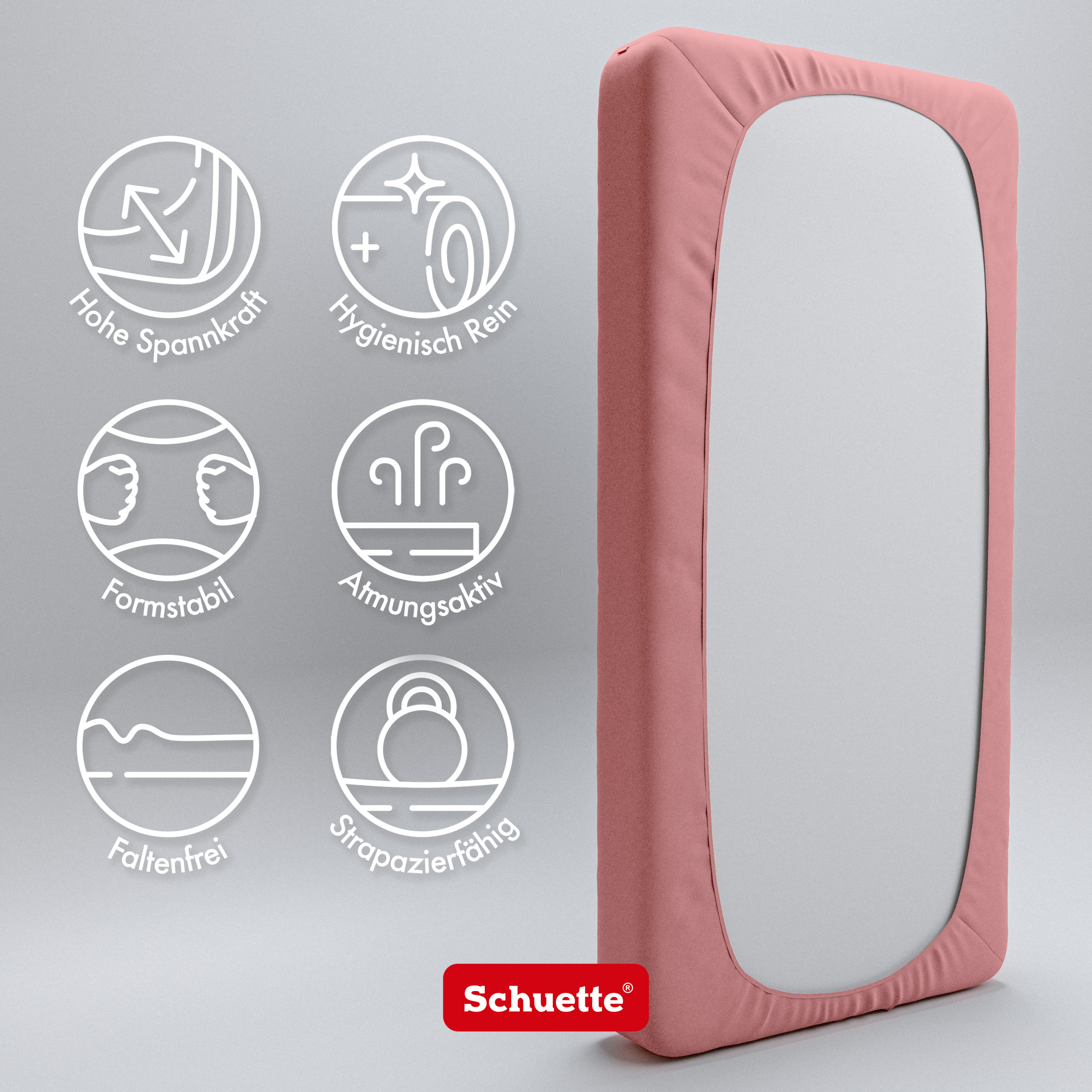 Schuette® Topper Spannbettlaken • 90 x 200 • Wow! Kollektion: Pink Fiction (Altrosa) • 100% Superfluff Baumwolle, Blickdicht, Faltenfrei • mit Rundumgummi • Matratzenhöhe bis 10 cm
