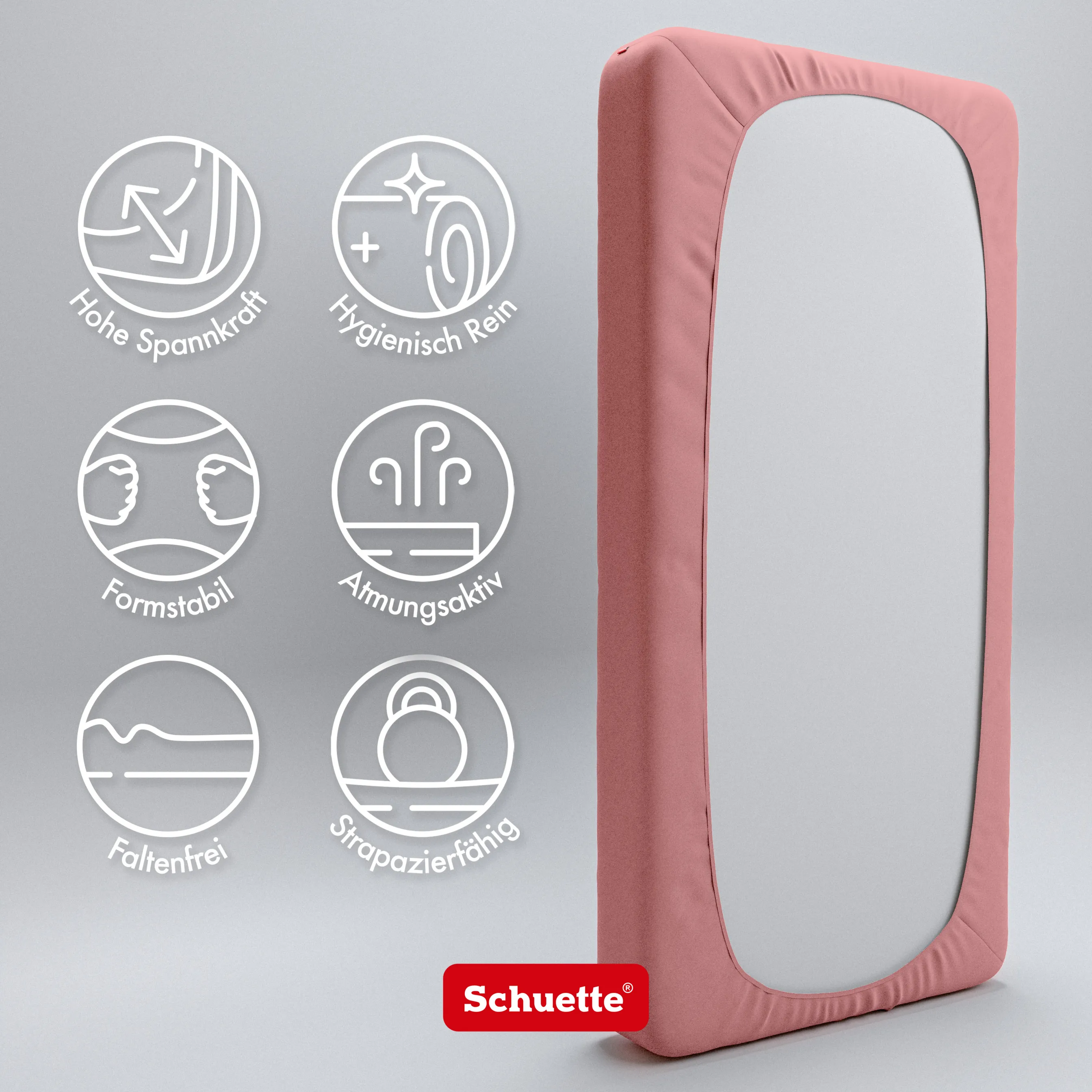 Schuette® Topper Spannbettlaken • 140 x 200 • Wow! Kollektion: Pink Fiction (Altrosa) • 100% Superfluff Baumwolle, Blickdicht, Faltenfrei • mit Rundumgummi • Matratzenhöhe bis 15 cm