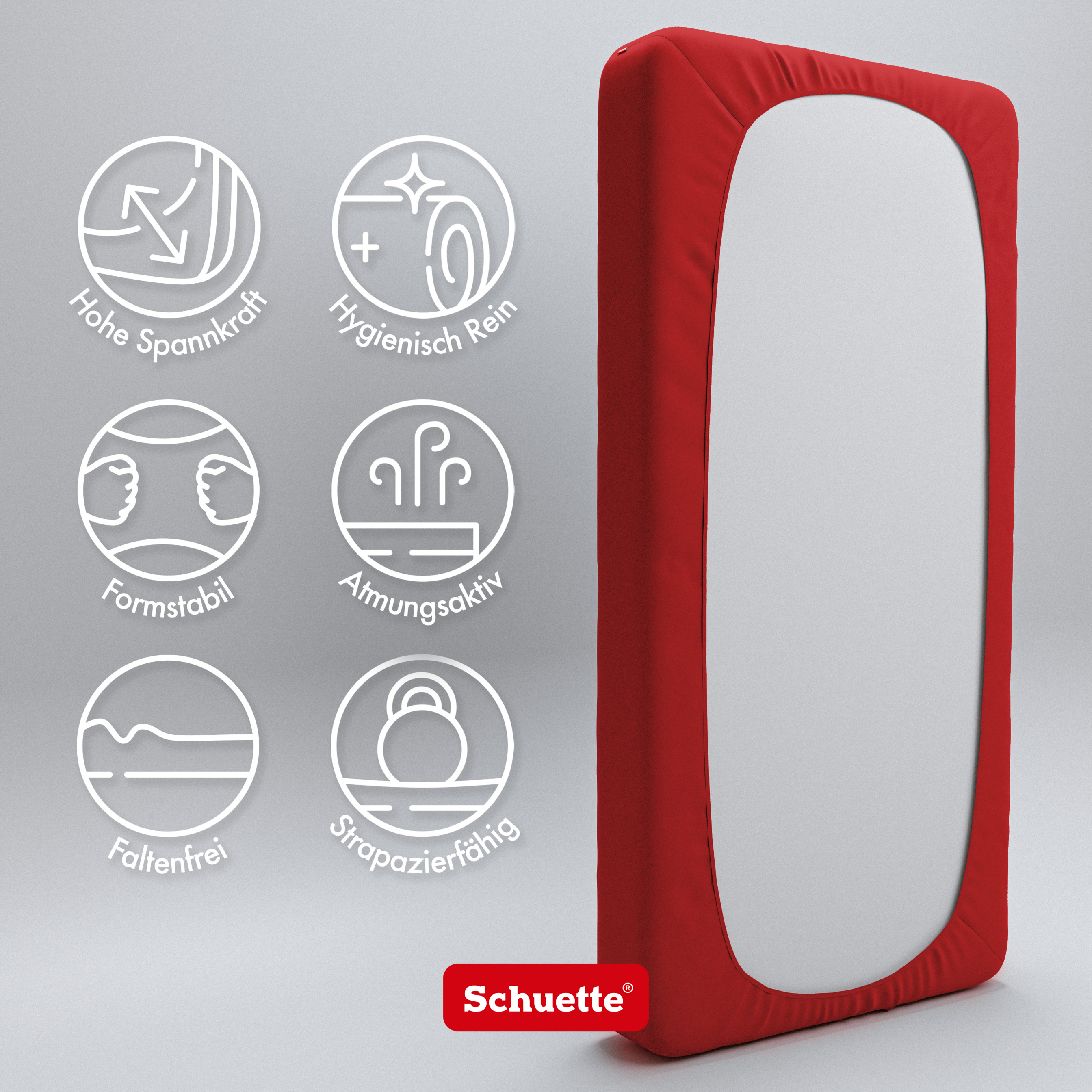 Schuette® Topper Spannbettlaken • 100 x 200 • Wow! Kollektion: Red-volution (Weinrot) • 100% Superfluff Baumwolle, Blickdicht, Faltenfrei • mit Rundumgummi • Matratzenhöhe bis 10 cm