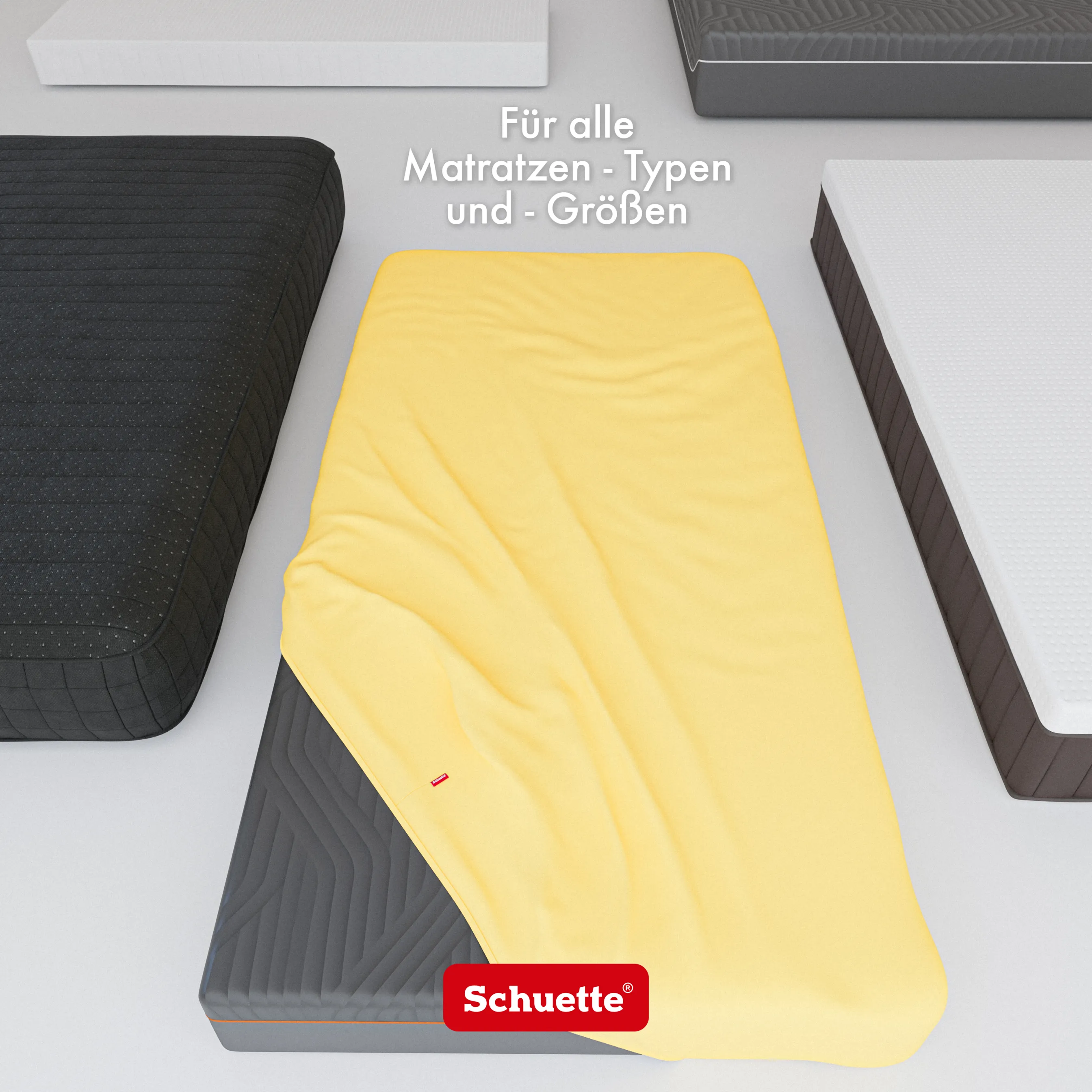 Schuette® Spannbettlaken • 180 x 200 • Wow! Kollektion: Hello Yellow (Gelb) • 100% Superfluff Baumwolle, Blickdicht, Faltenfrei • mit Rundumgummi • Matratzenhöhe bis 25 cm