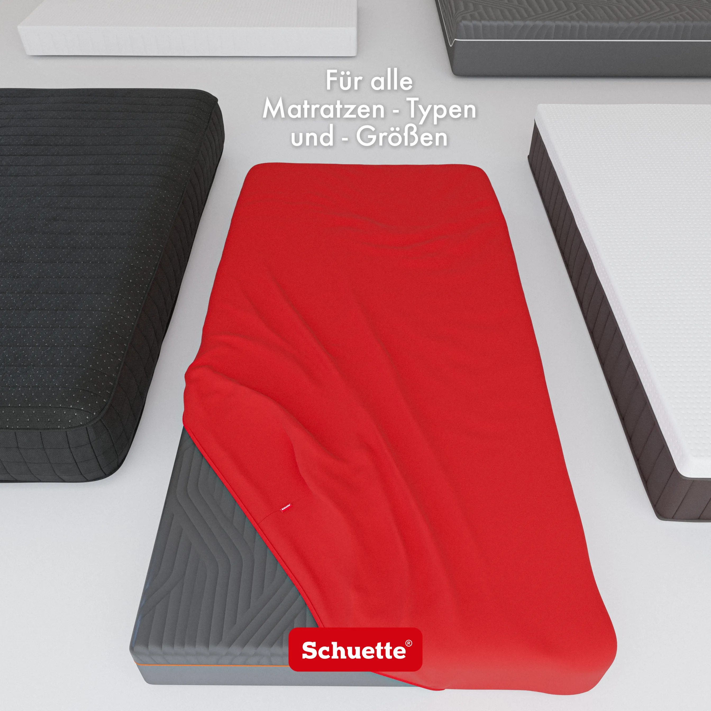 Schuette® Spannbettlaken • 140 x 200 • Wow! Kollektion: Redy or not? (Rot) • 100% Superfluff Baumwolle, Blickdicht, Faltenfrei • mit Rundumgummi • Matratzenhöhe bis 35 cm