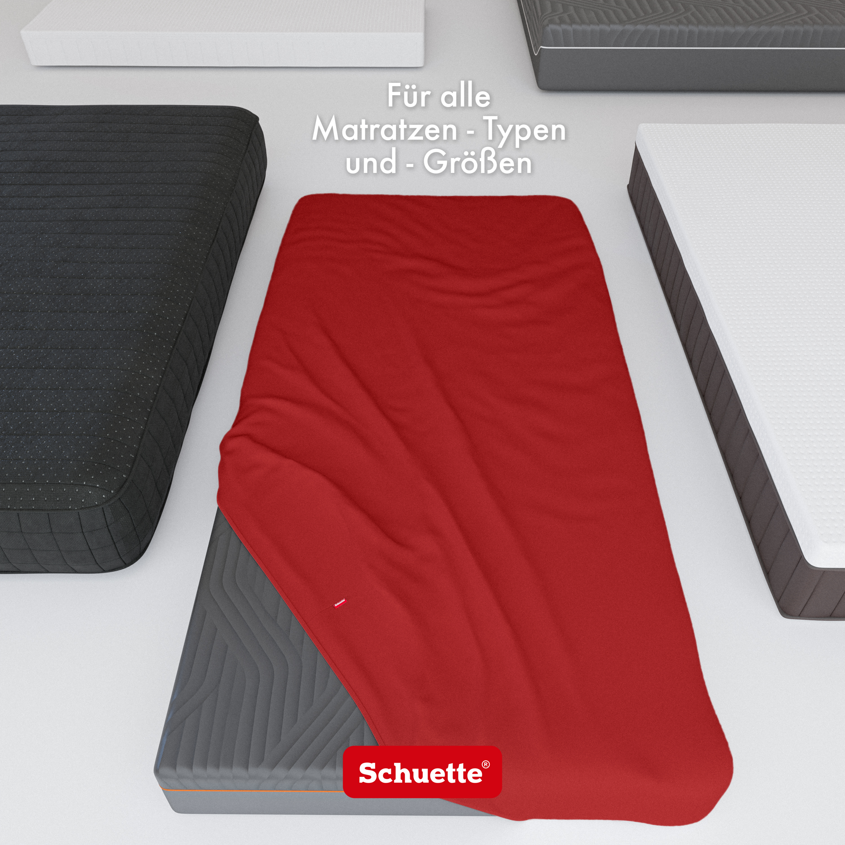 Schuette® Topper Spannbettlaken • 100 x 200 • Wow! Kollektion: Red-volution (Weinrot) • 100% Superfluff Baumwolle, Blickdicht, Faltenfrei • mit Rundumgummi • Matratzenhöhe bis 10 cm