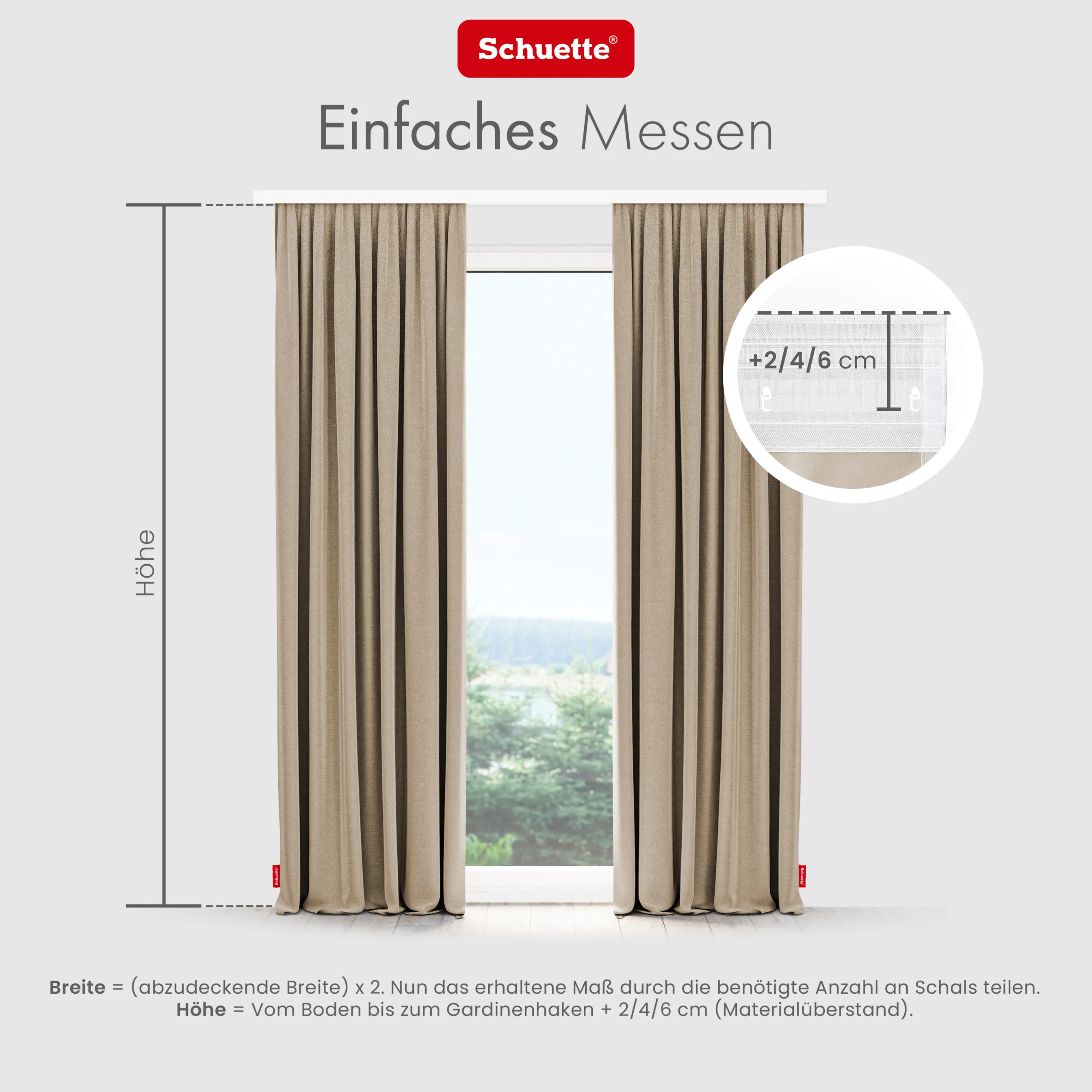 Schuette® Verdunkelungs-Vorhang Gardine mit Tunnelband nach Maß ● Century Black Kollektion: Safari Trail (Beige) ● 1 Stück ● Knitterfrei Pflegeleicht Thermo Blickdicht & stark Abdunkelnd