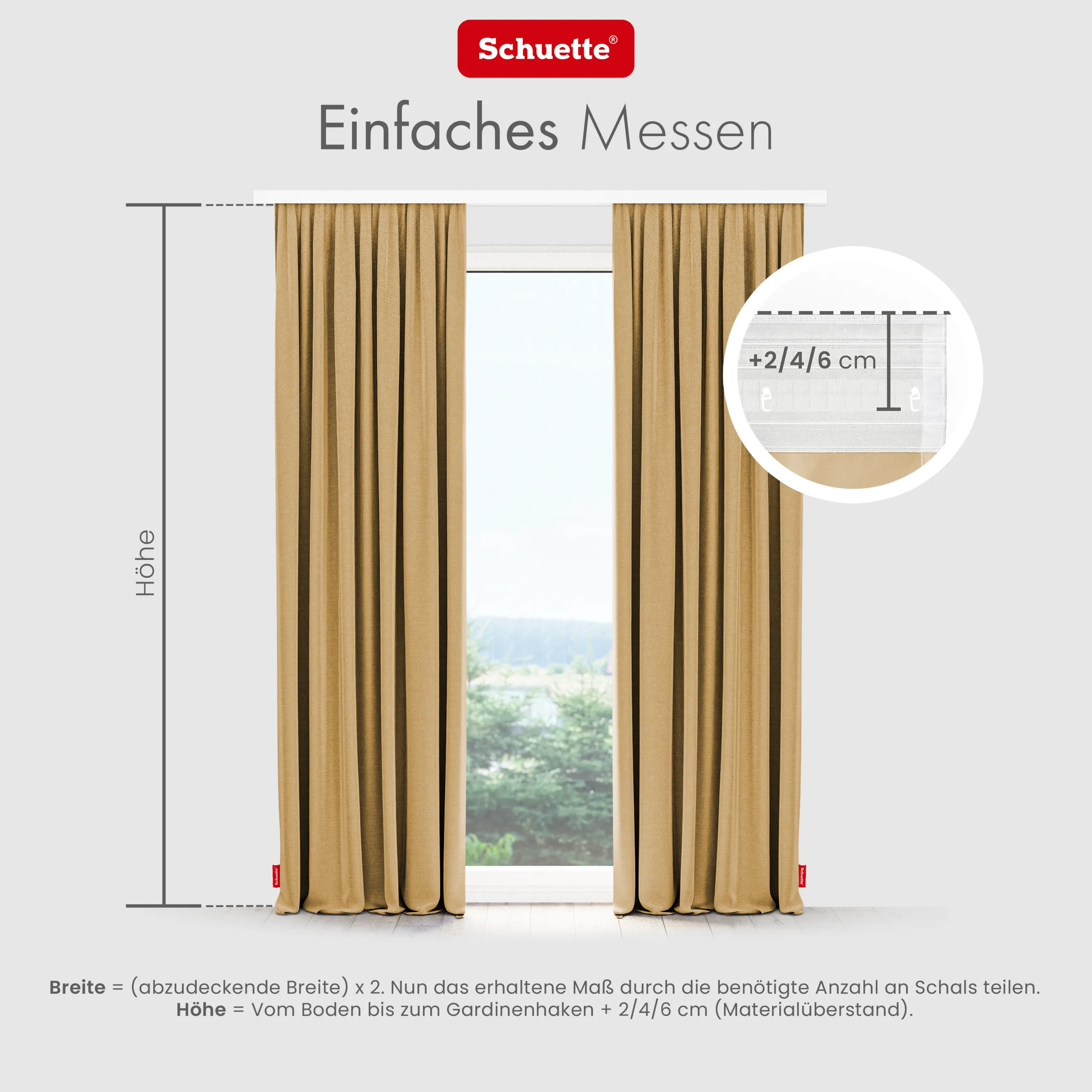Schuette® Verdunkelungs-Vorhang Gardine mit Tunnelband nach Maß ● Century Black Kollektion: Tuscan sun (Beige) ● 1 Stück ● Knitterfrei Pflegeleicht Thermo Blickdicht & stark Abdunkelnd