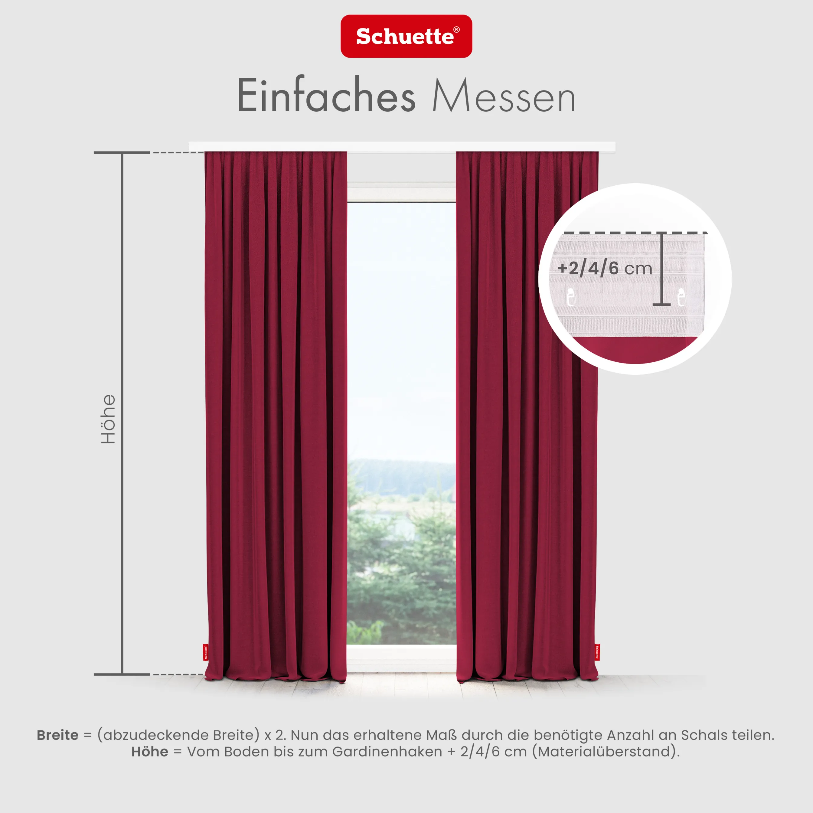 Schuette® Verdunkelungs-Vorhang Gardine mit Tunnelband nach Maß ● Century Black Kollektion: Fire Dance (Rot) ● 1 Stück ● Knitterfrei Pflegeleicht Thermo Blickdicht & stark Abdunkelnd
