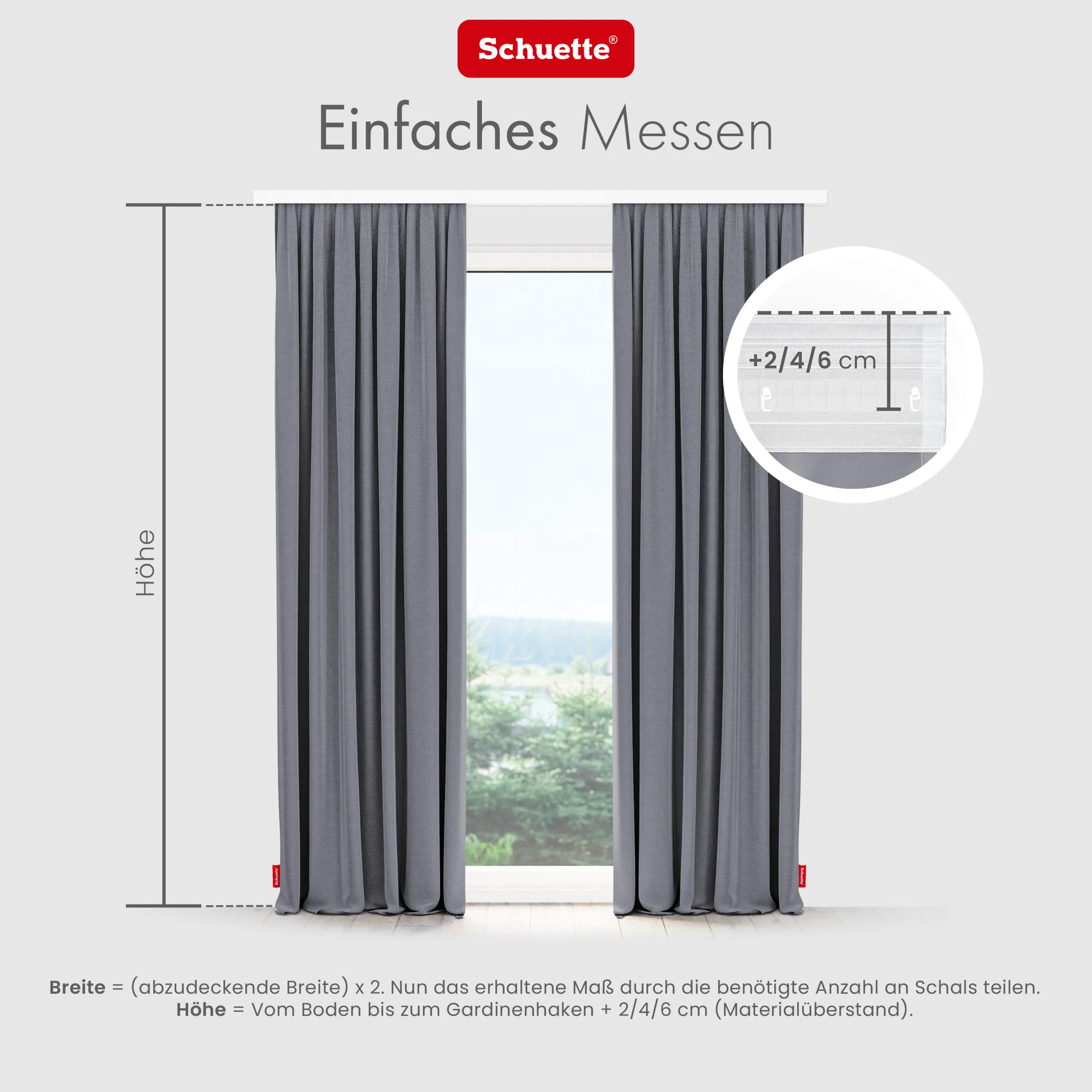 Schuette® Verdunkelungs-Vorhang Gardine mit Tunnelband nach Maß ● Century Black Kollektion: Misty Harbor (Grau) ● 1 Stück ● Knitterfrei Pflegeleicht Thermo Blickdicht & stark Abdunkelnd