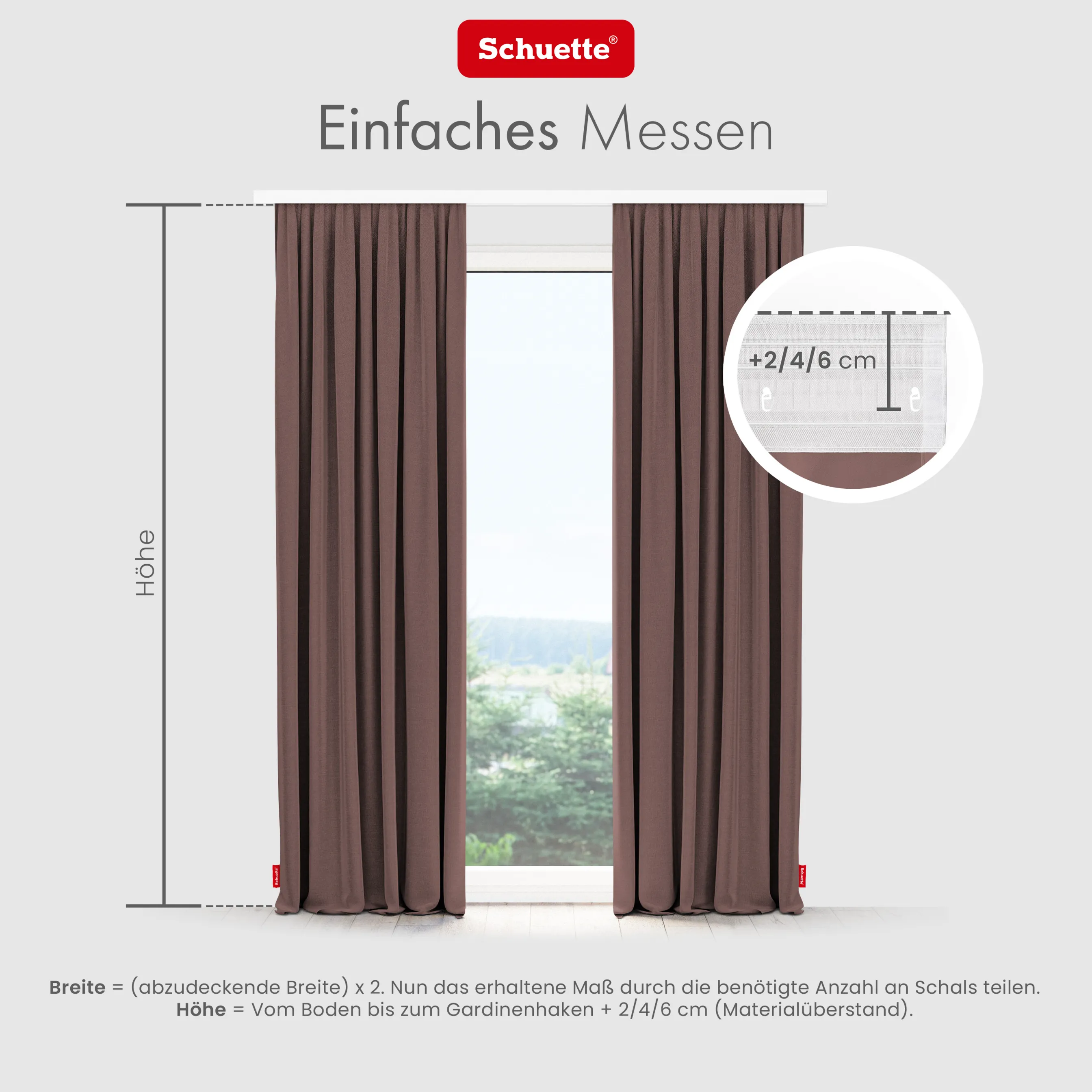 Schuette® Verdunkelungs-Vorhang Gardine mit Tunnelband nach Maß ● Century Black Kollektion: Deep Walnut (Braun) ● 1 Stück ● Knitterfrei Pflegeleicht Thermo Blickdicht & stark Abdunkelnd