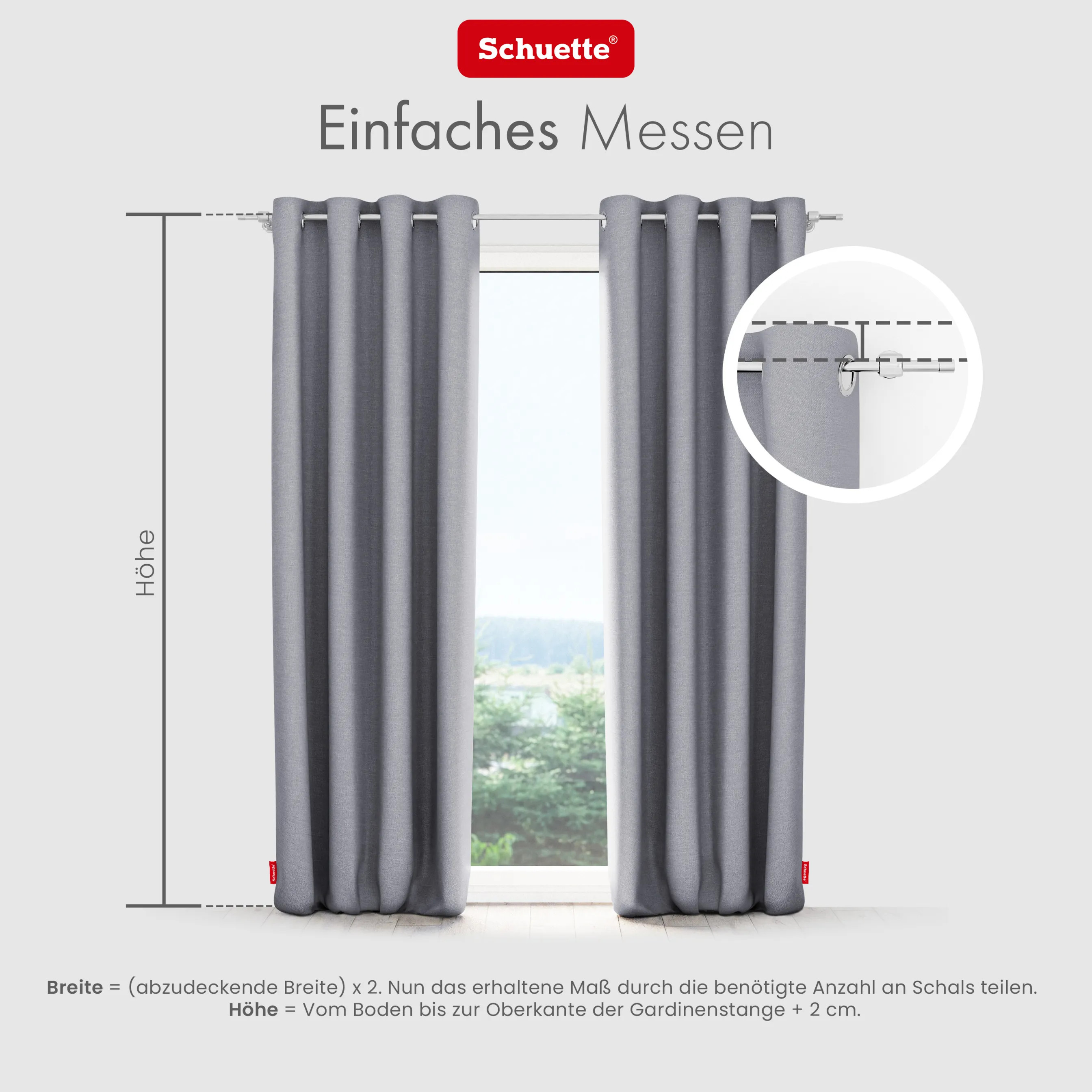 Schuette® Verdunkelungs-Vorhang Gardine mit Ösen nach Maß ● Century Black Kollektion: Fine Platinium (Silber) ● 1 Stück ● Knitterfrei Pflegeleicht Thermo Blickdicht & stark Abdunkelnd