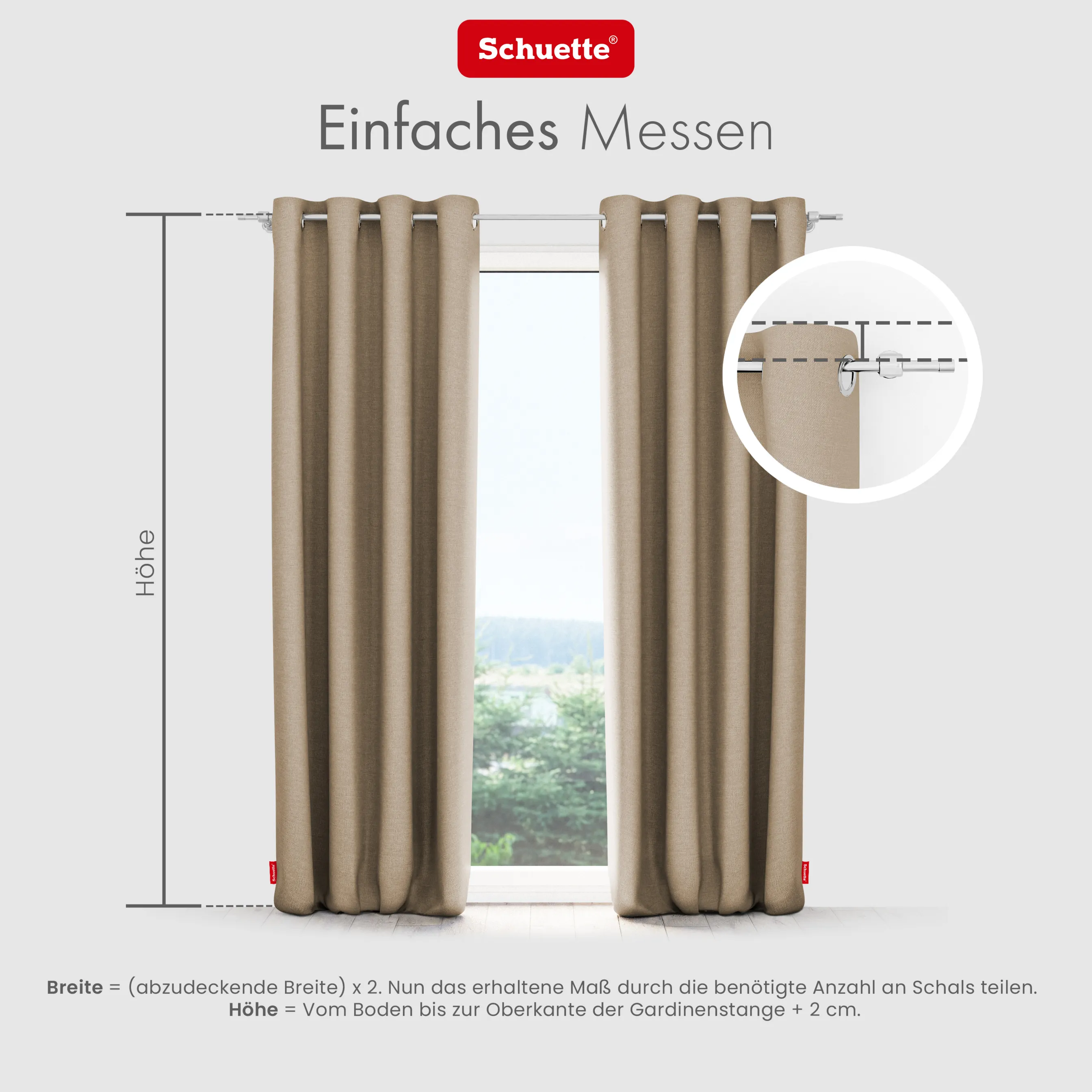 Schuette® Verdunkelungs-Vorhang Gardine mit Ösen nach Maß ● Century Black Kollektion: Safari Trail (Beige) ● 1 Stück ● Knitterfrei Pflegeleicht Thermo Blickdicht & stark Abdunkelnd