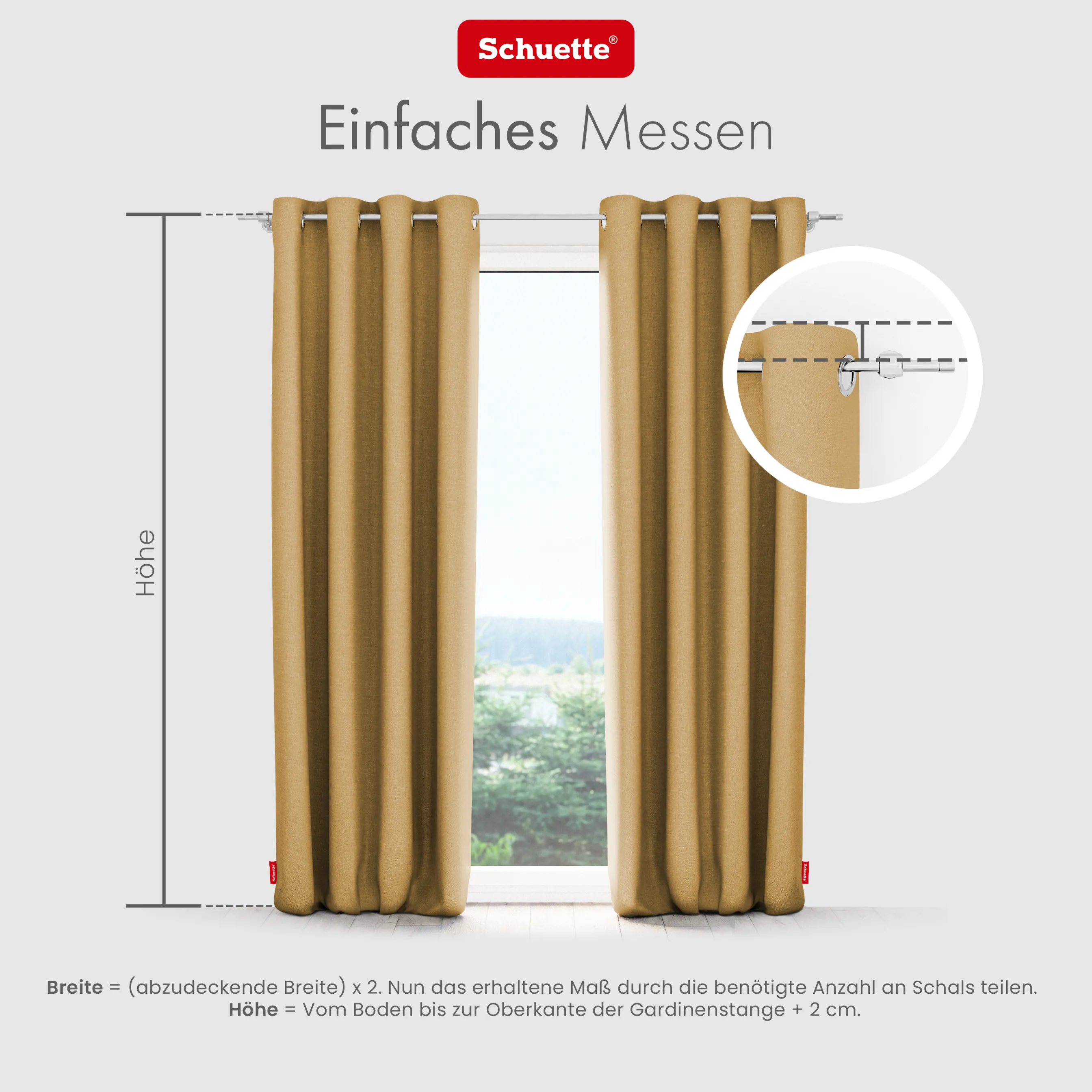 Schuette® Verdunkelungs-Vorhang Gardine mit Ösen nach Maß ● Century Black Kollektion: Tuscan sun (Beige) ● 1 Stück ● Knitterfrei Pflegeleicht Thermo Blickdicht & stark Abdunkelnd