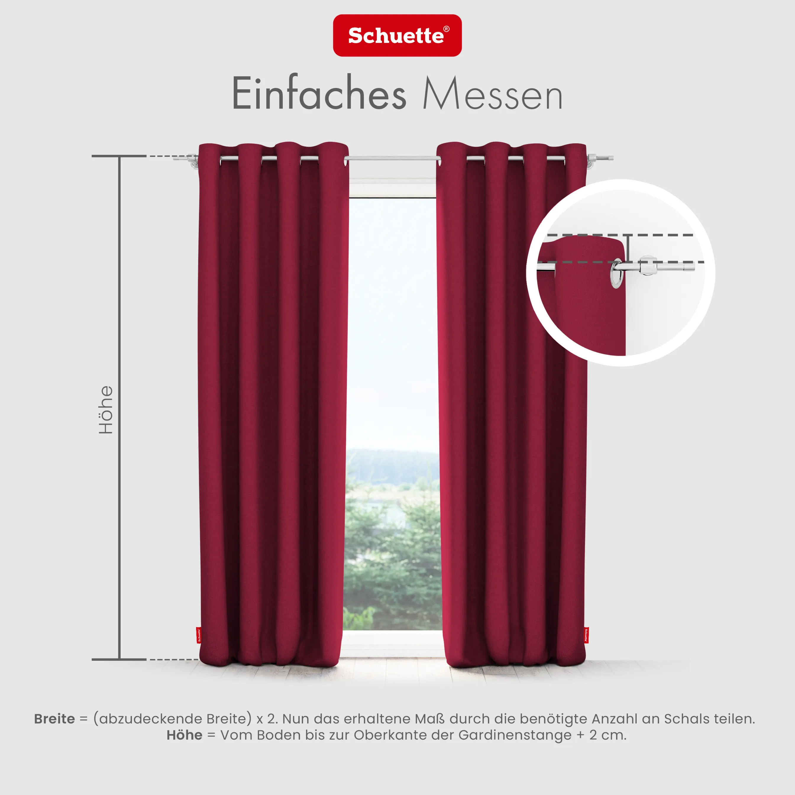 Schuette® Verdunkelungs-Vorhang Gardine mit Ösen nach Maß ● Century Black Kollektion: Fire Dance (Rot) ● 1 Stück ● Knitterfrei Pflegeleicht Thermo Blickdicht & stark Abdunkelnd