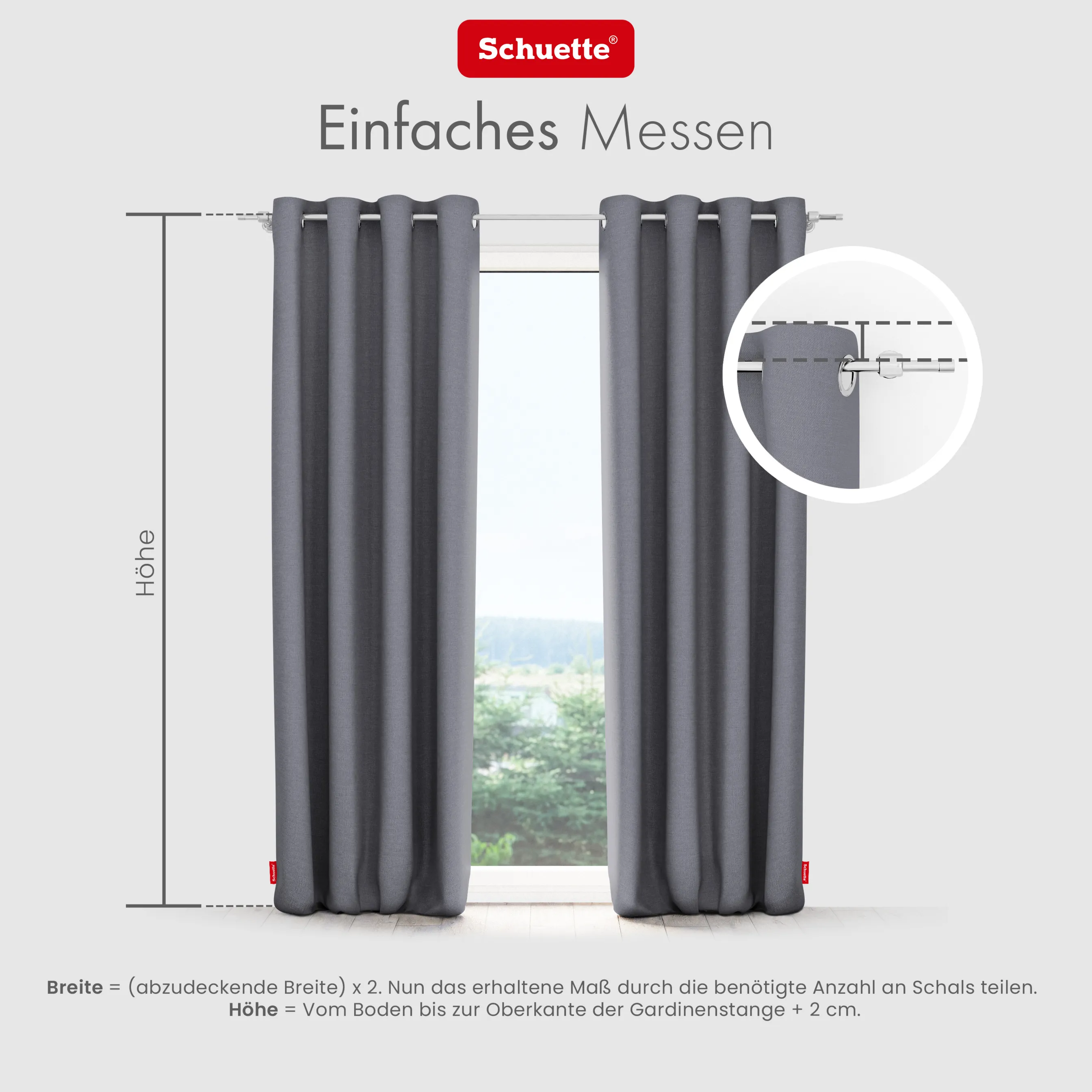 Schuette® Verdunkelungs-Vorhang Gardine mit Ösen nach Maß ● Century Black Kollektion: Misty Harbor (Grau) ● 1 Stück ● Knitterfrei Pflegeleicht Thermo Blickdicht & stark Abdunkelnd