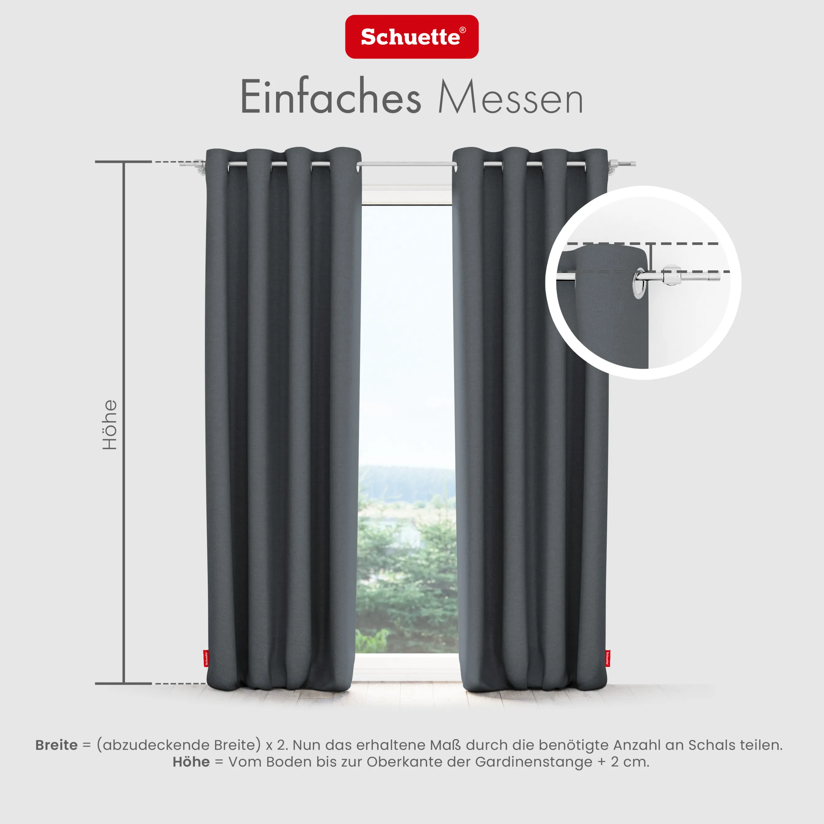 Schuette® Verdunkelungs-Vorhang Gardine mit Ösen nach Maß ● Century Black Kollektion: Shadow Touch (Grau) ● 1 Stück ● Knitterfrei Pflegeleicht Thermo Blickdicht & stark Abdunkelnd