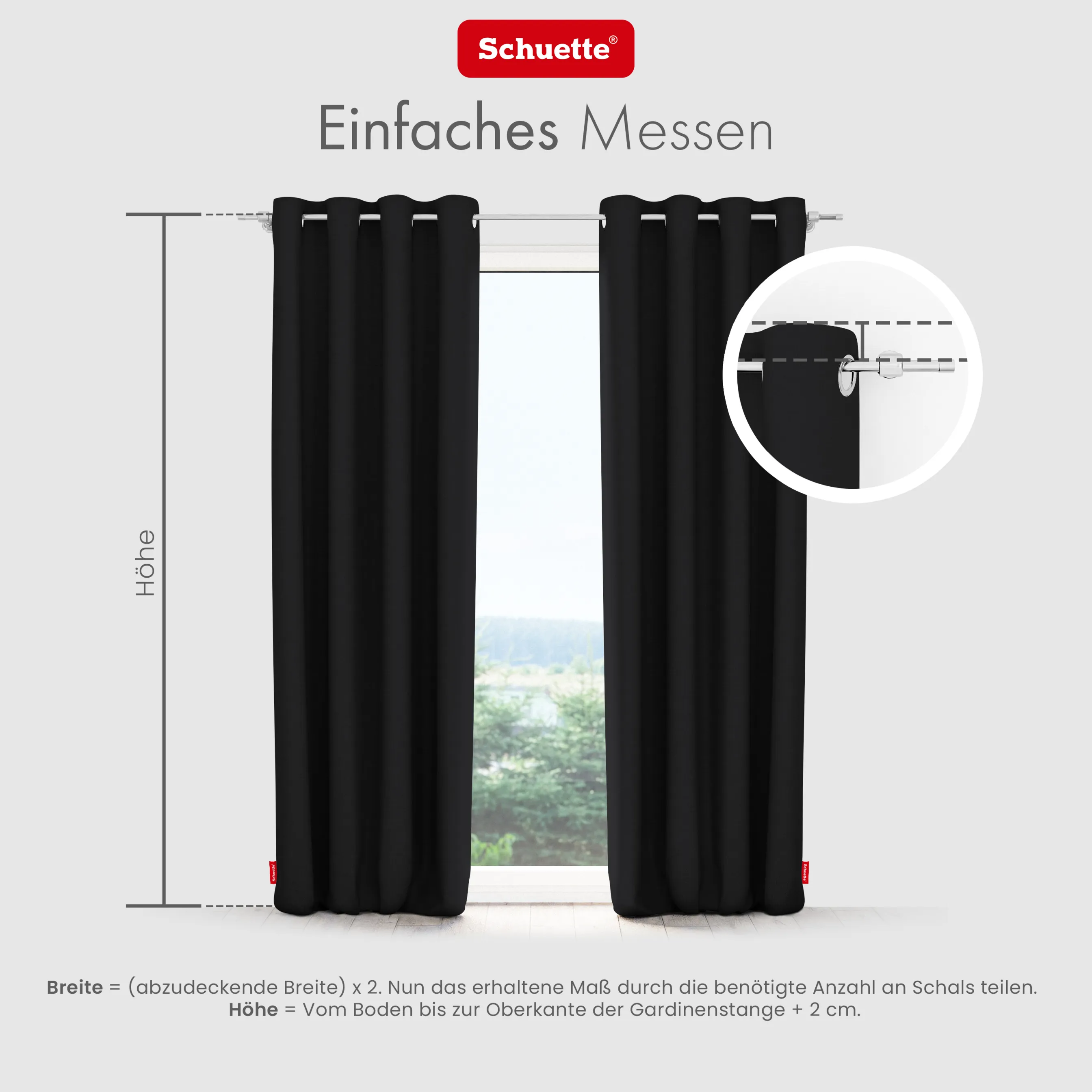 Schuette® Verdunkelungs-Vorhang Gardine mit Ösen nach Maß ● Century Black Kollektion: Raven Feather (Schwarz) ● 1 Stück ● Knitterfrei Pflegeleicht Thermo Blickdicht & stark Abdunkelnd