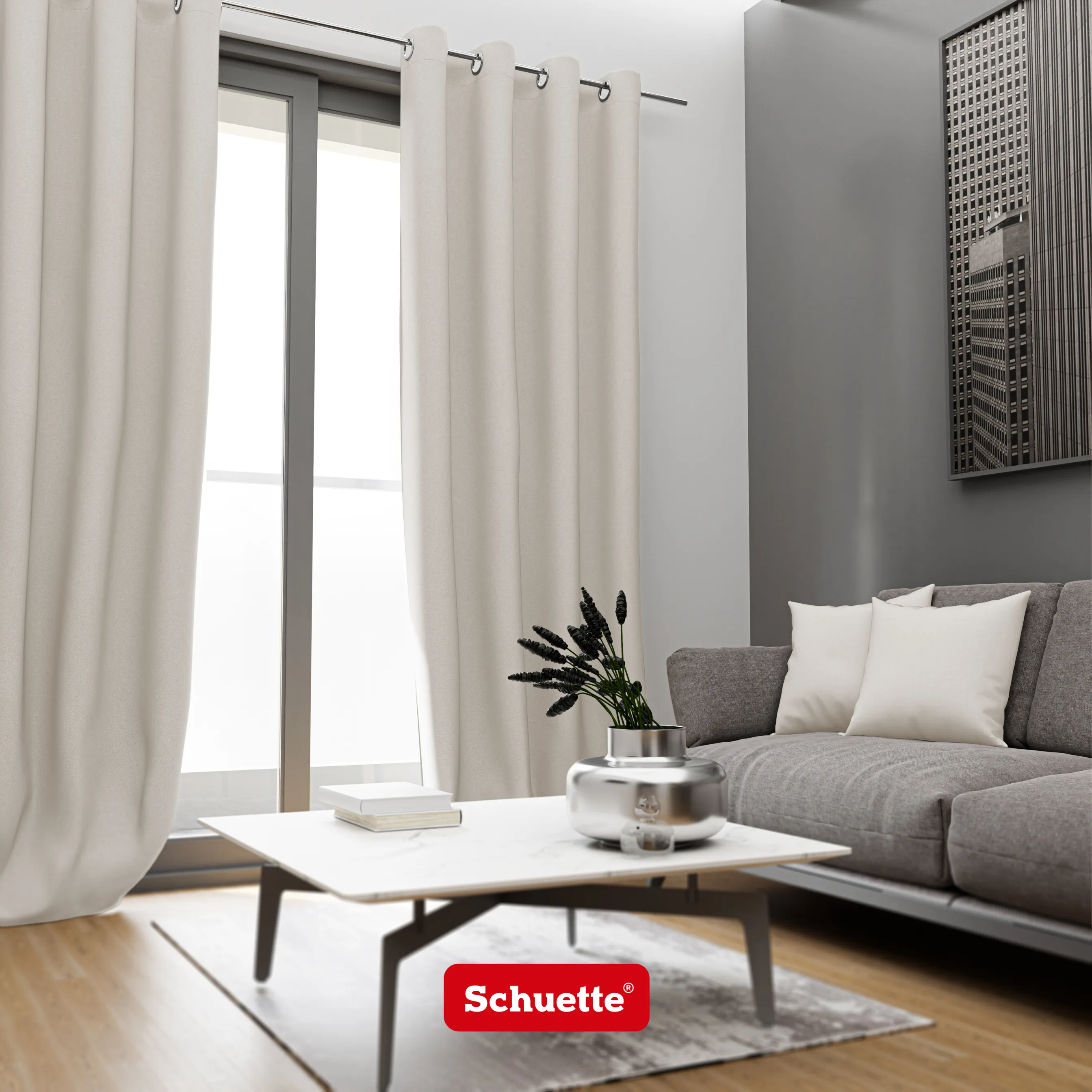 Schuette® Verdunkelungs-Vorhang Gardine mit Ösen nach Maß ● Century Black Kollektion: Almont Milk (Beige) ● 1 Stück ● Knitterfrei Pflegeleicht Thermo Blickdicht & stark Abdunkelnd