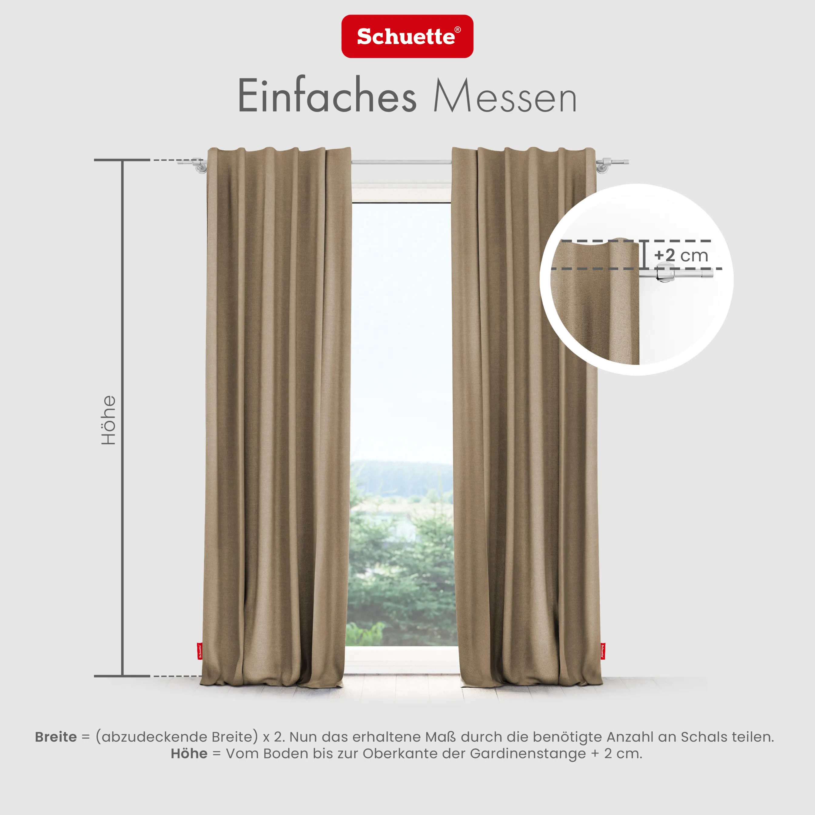 Schuette® Verdunkelungs-Vorhang Gardine mit Tunnelband nach Maß ● Century Black Kollektion: Safari Trail (Beige) ● 1 Stück ● Knitterfrei Pflegeleicht Thermo Blickdicht & stark Abdunkelnd