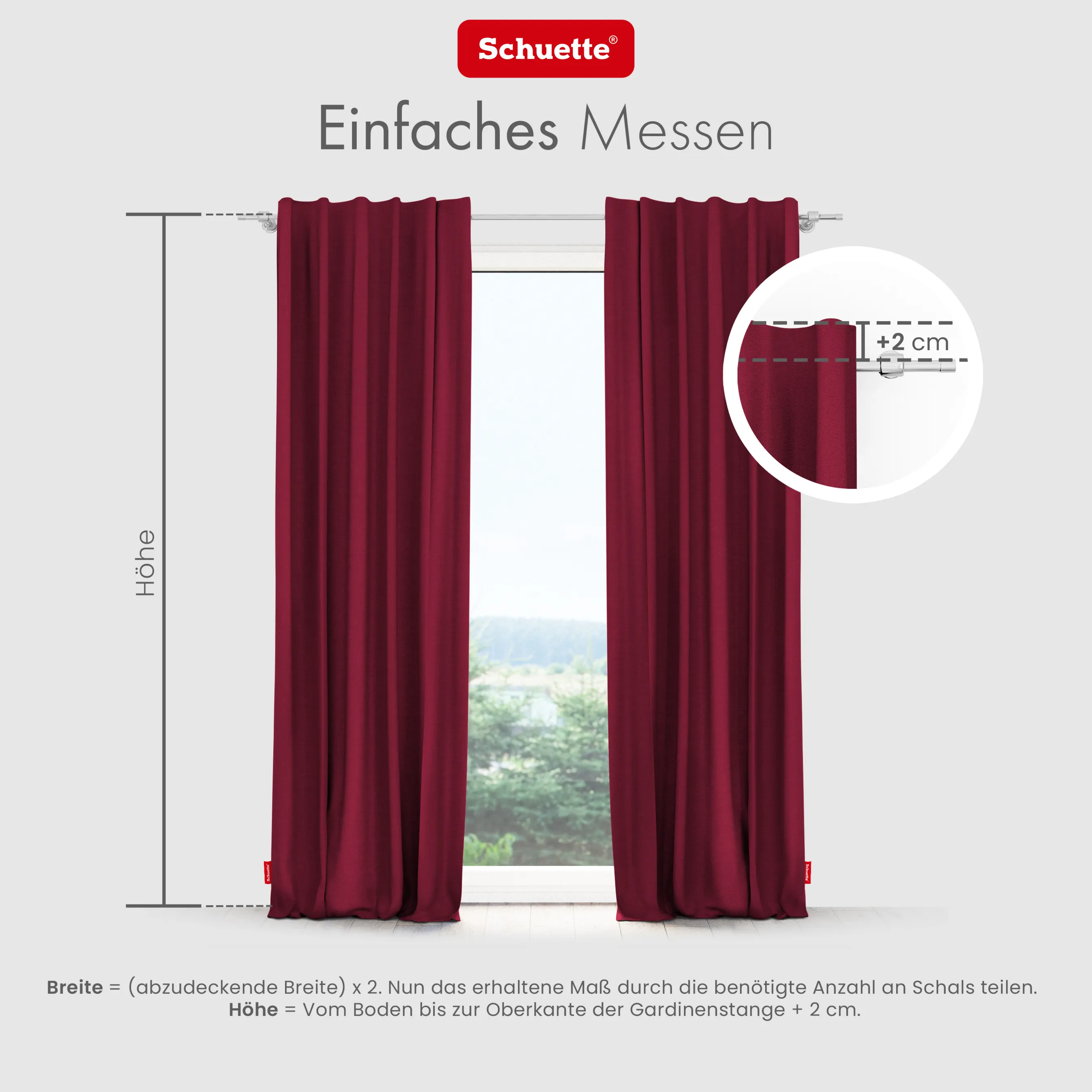 Schuette® Verdunkelungs-Vorhang Gardine mit Tunnelband nach Maß ● Century Black Kollektion: Fire Dance (Rot) ● 1 Stück ● Knitterfrei Pflegeleicht Thermo Blickdicht & stark Abdunkelnd