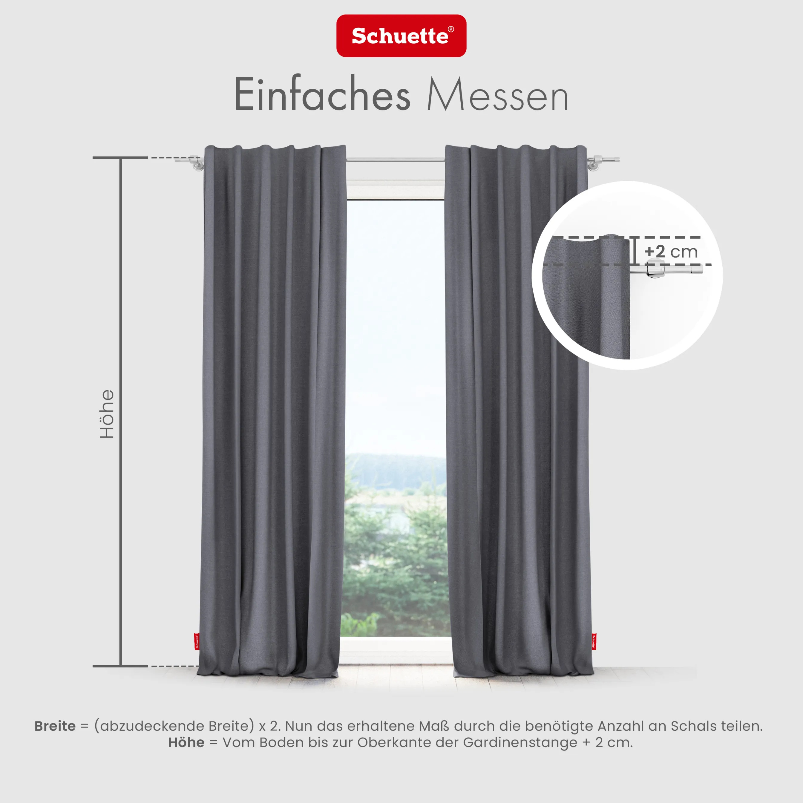 Schuette® Verdunkelungs-Vorhang Gardine mit Tunnelband nach Maß ● Century Black Kollektion: Misty Harbor (Grau) ● 1 Stück ● Knitterfrei Pflegeleicht Thermo Blickdicht & stark Abdunkelnd