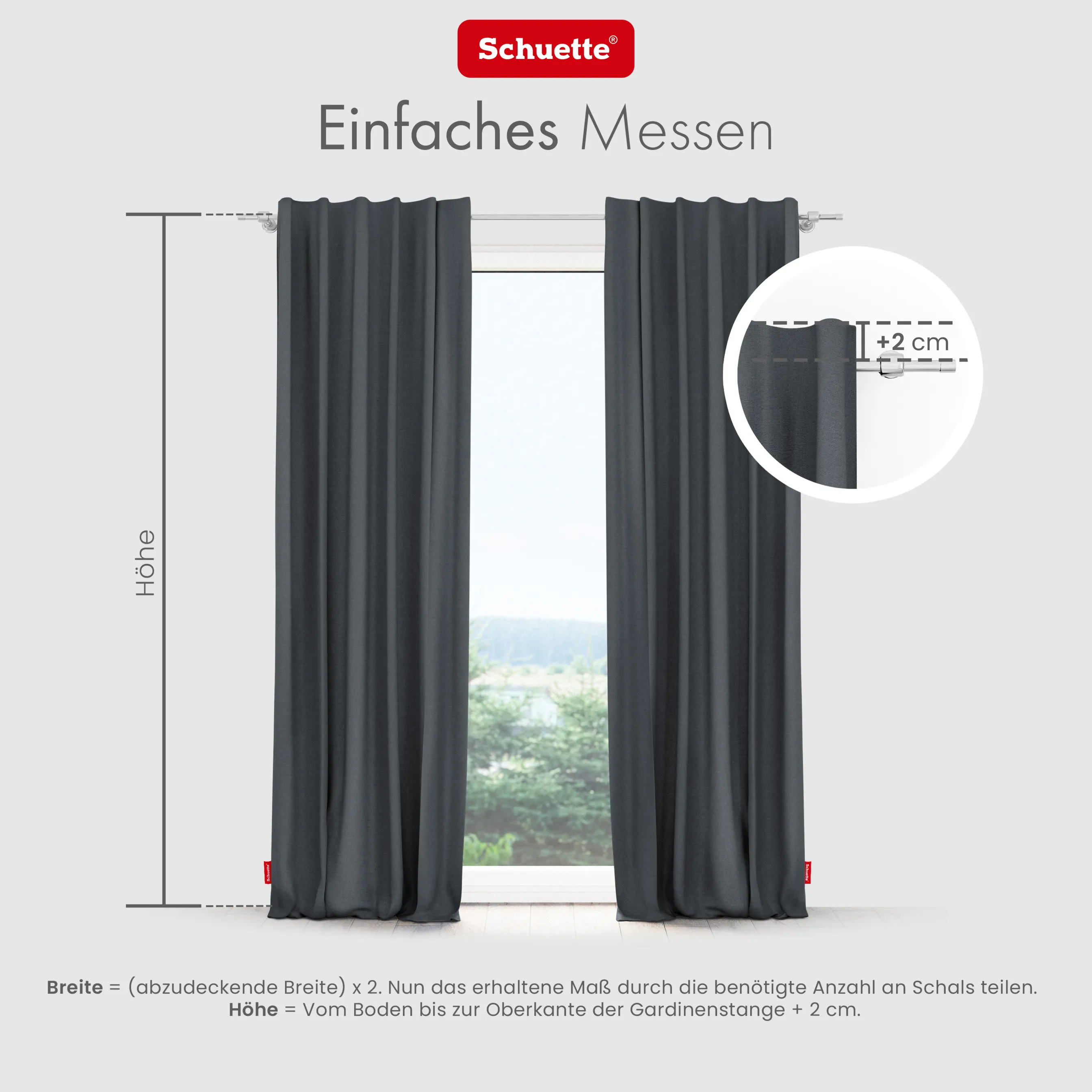 Schuette® Verdunkelungs-Vorhang Gardine mit Tunnelband nach Maß ● Century Black Kollektion: Shadow Touch (Grau) ● 1 Stück ● Knitterfrei Pflegeleicht Thermo Blickdicht & stark Abdunkelnd