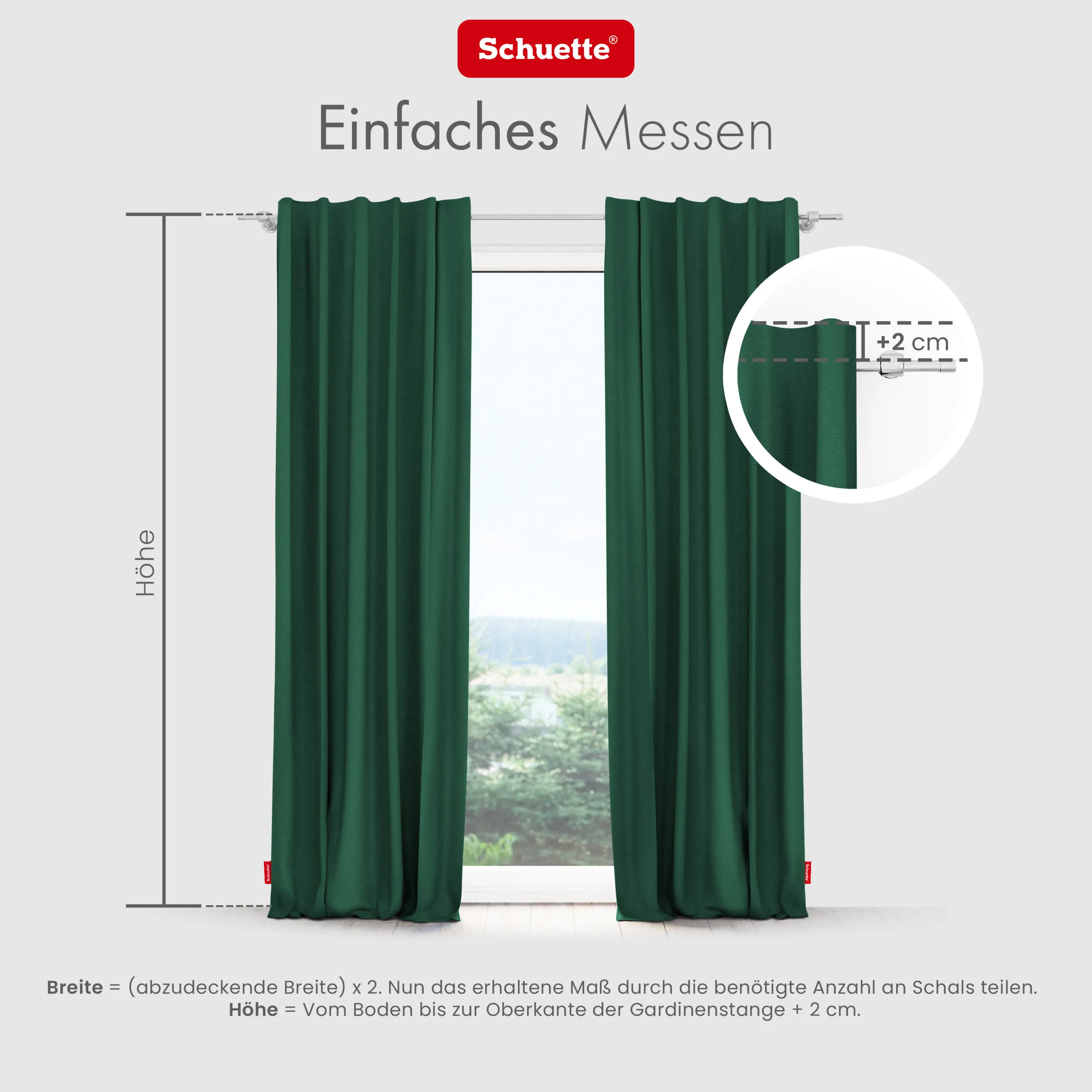 Schuette® Verdunkelungs-Vorhang Gardine mit Tunnelband nach Maß ● Century Black Kollektion: Cactus Bloom (Grün) ● 1 Stück ● Knitterfrei Pflegeleicht Thermo Blickdicht & stark Abdunkelnd