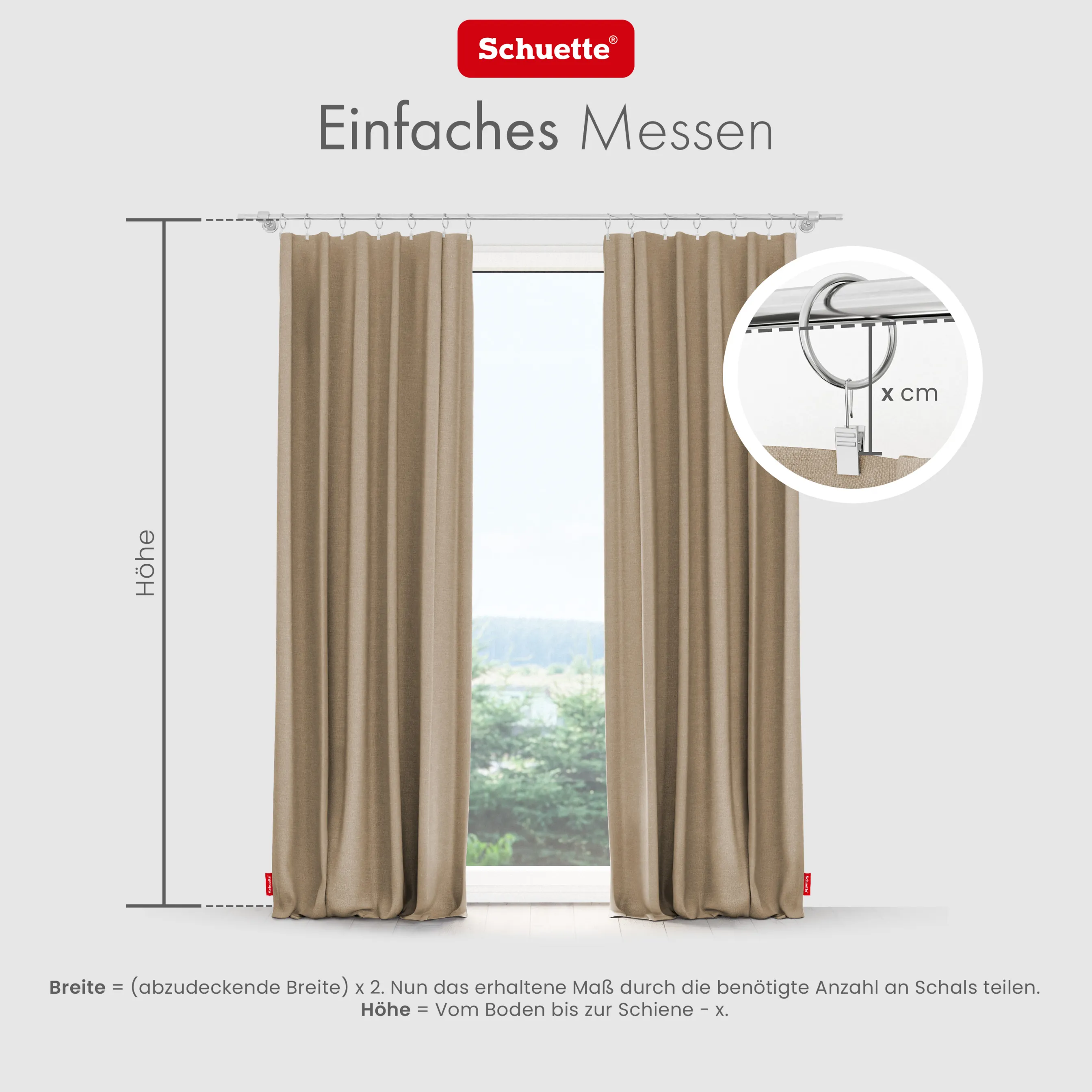 Schuette® Verdunkelungs-Vorhang Gardine mit Tunnelband nach Maß ● Century Black Kollektion: Safari Trail (Beige) ● 1 Stück ● Knitterfrei Pflegeleicht Thermo Blickdicht & stark Abdunkelnd