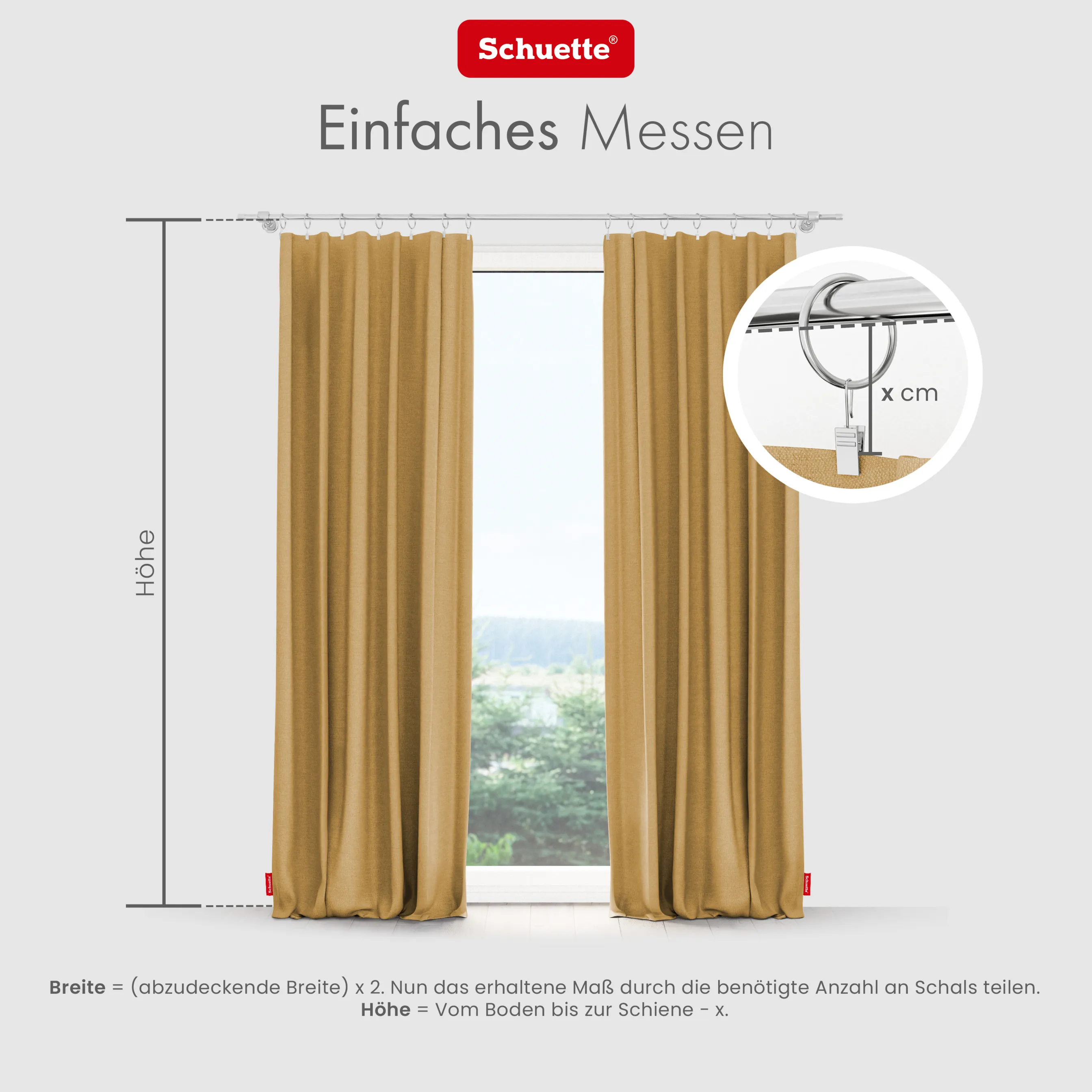 Schuette® Verdunkelungs-Vorhang Gardine mit Tunnelband nach Maß ● Century Black Kollektion: Tuscan sun (Beige) ● 1 Stück ● Knitterfrei Pflegeleicht Thermo Blickdicht & stark Abdunkelnd