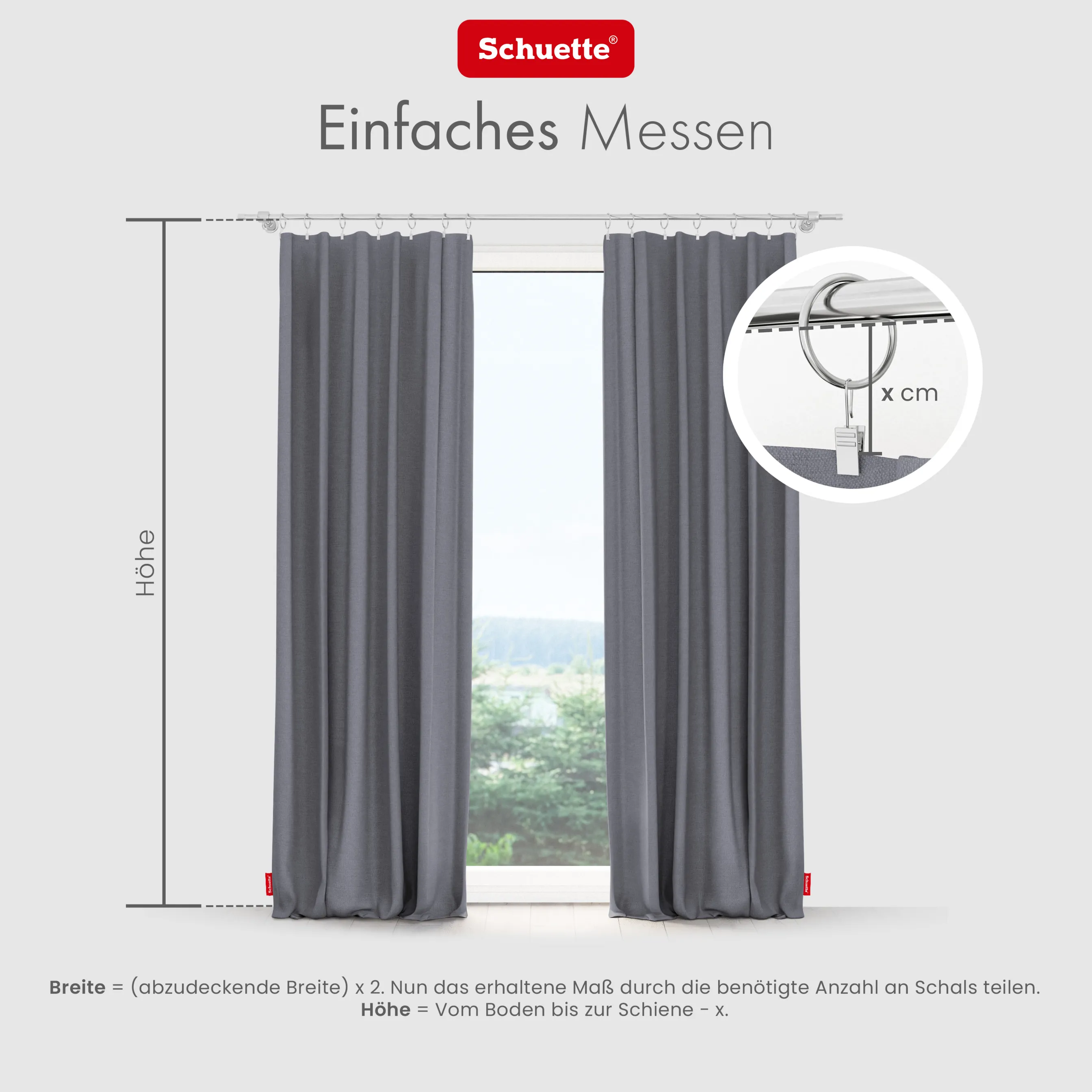 Schuette® Verdunkelungs-Vorhang Gardine mit Tunnelband nach Maß ● Century Black Kollektion: Misty Harbor (Grau) ● 1 Stück ● Knitterfrei Pflegeleicht Thermo Blickdicht & stark Abdunkelnd